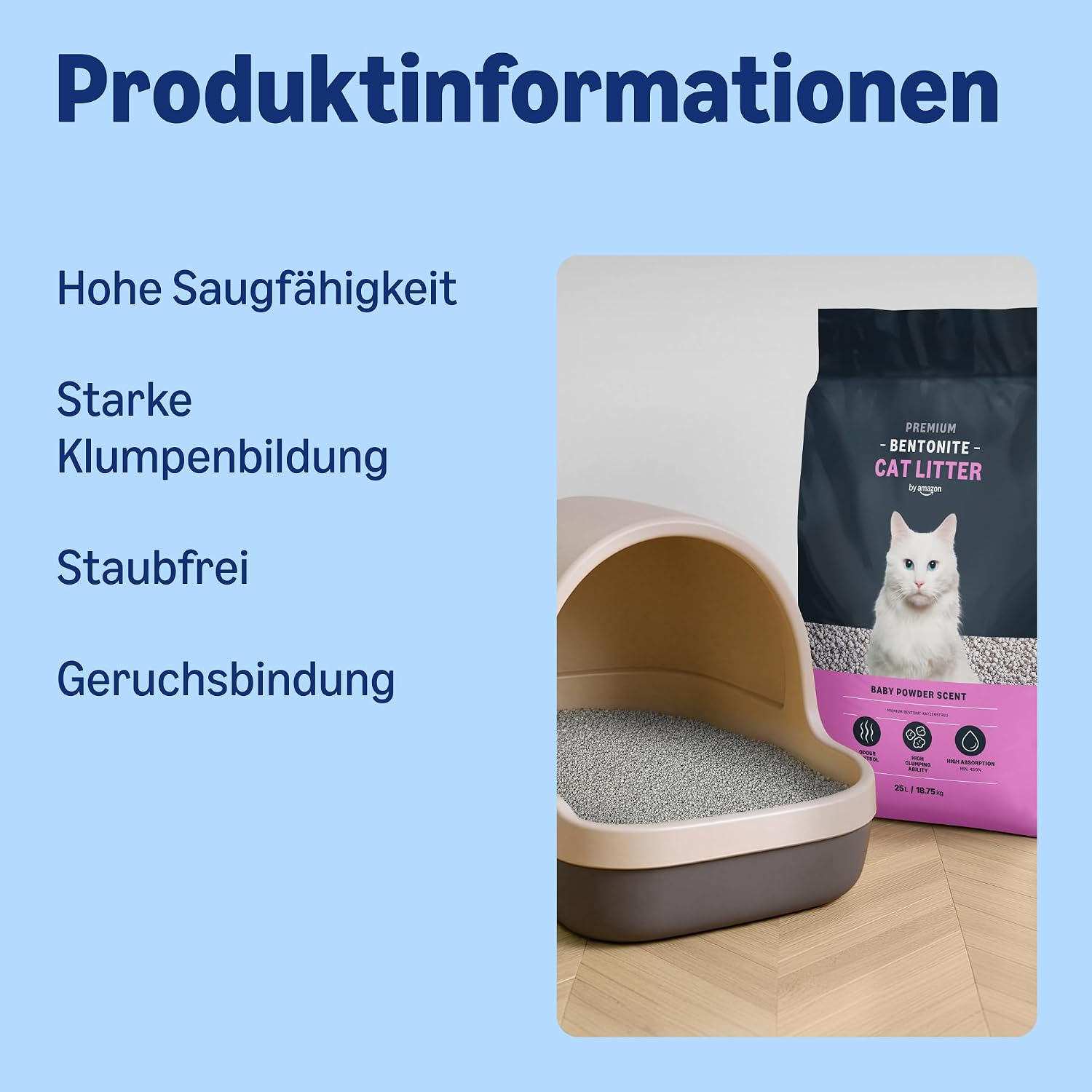 Bentonite Katzenstreu 10 L mit Babypuderduft verschiedene Sorten