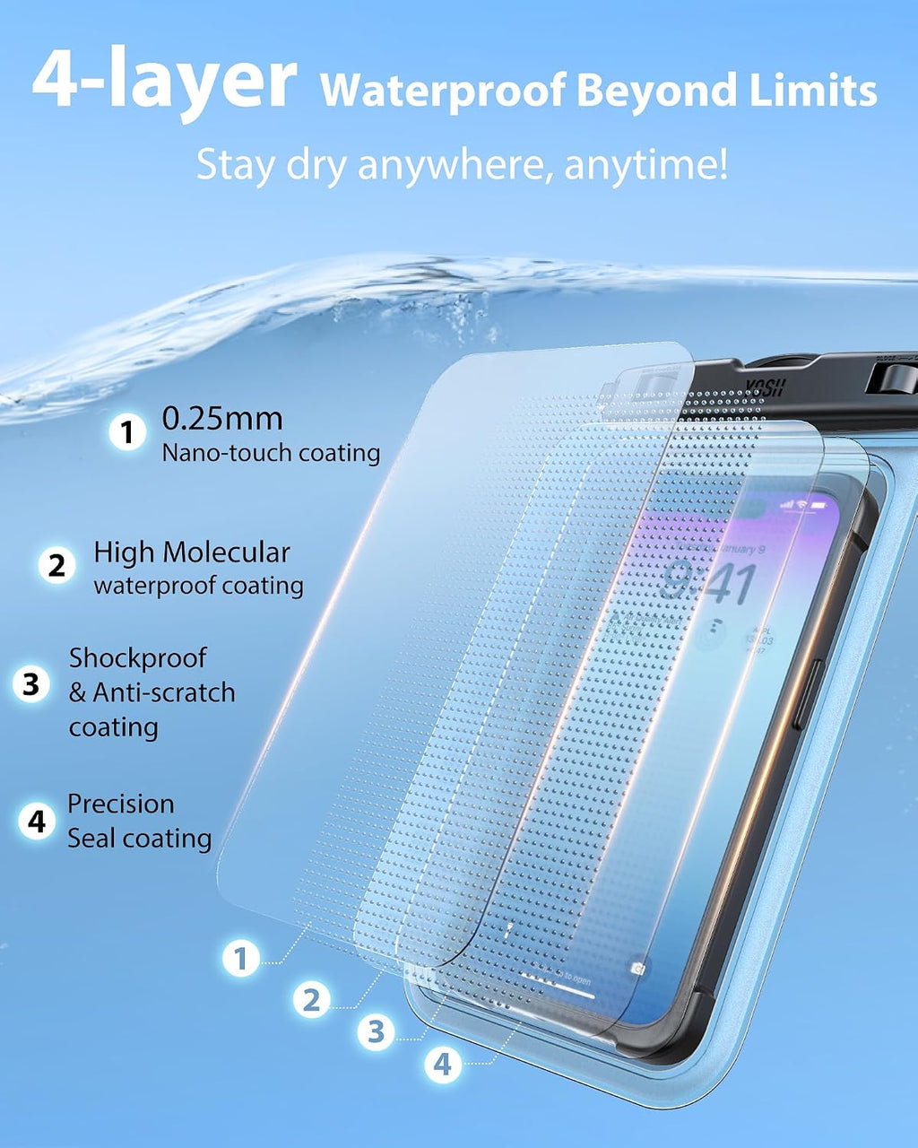 YOSH wasserdichte Handytasche bis 8,5" 2er Set fuer Bootfahren Unterwasser iPhone