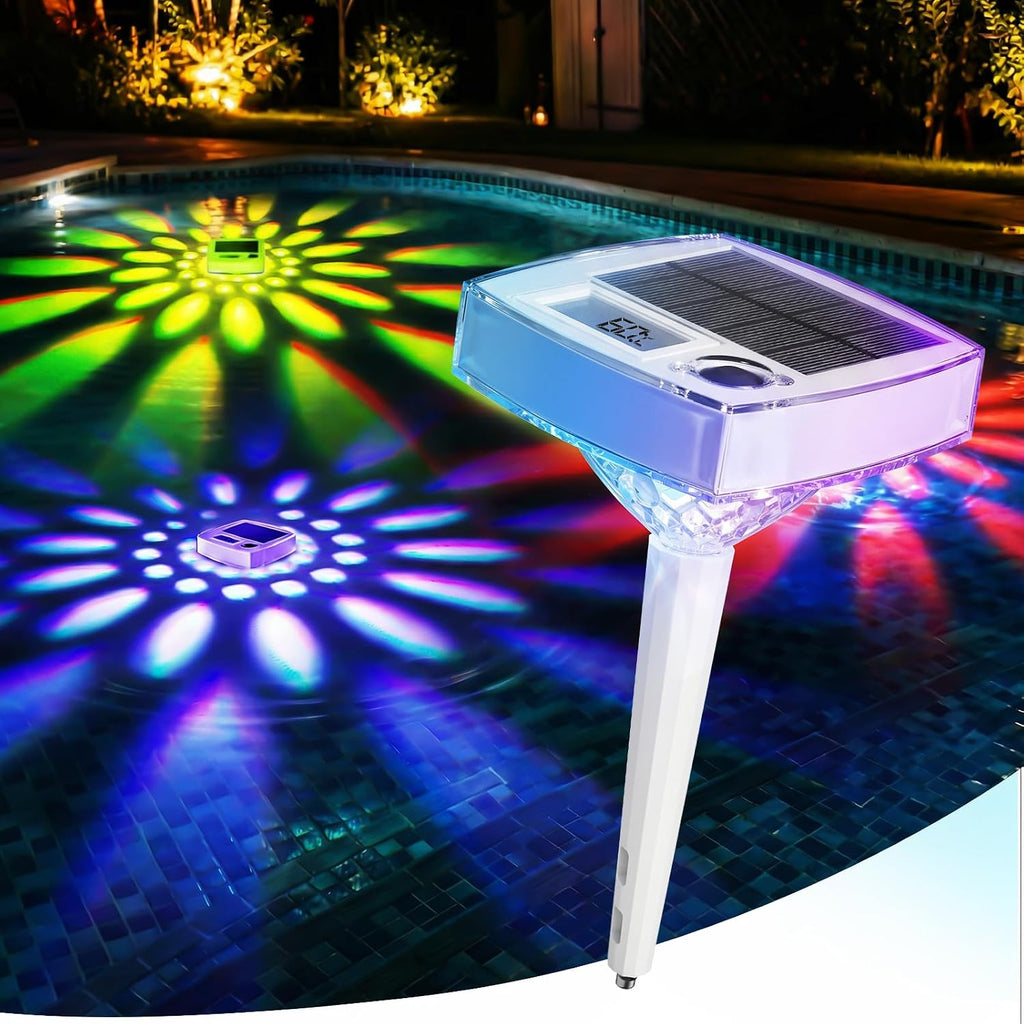 Solar-Poolthermometer digital schwimmend LCD RGB LED IP68 fuer Pool Spa
