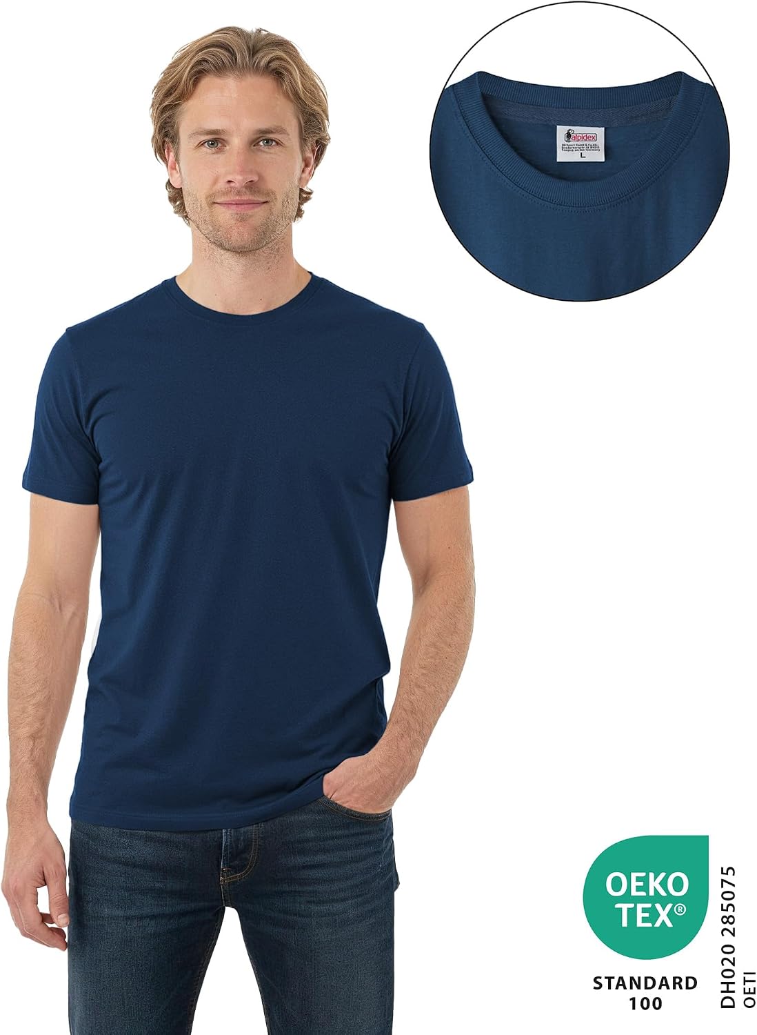 ALPIDEX Herren T-Shirt 5er Set Rundhals 100% Baumwolle einfarbig S-5XL