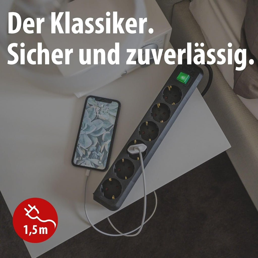 Brennenstuhl Eco-Line Steckdosenleiste 6-fach mit Schalter, 1,5m Kabel