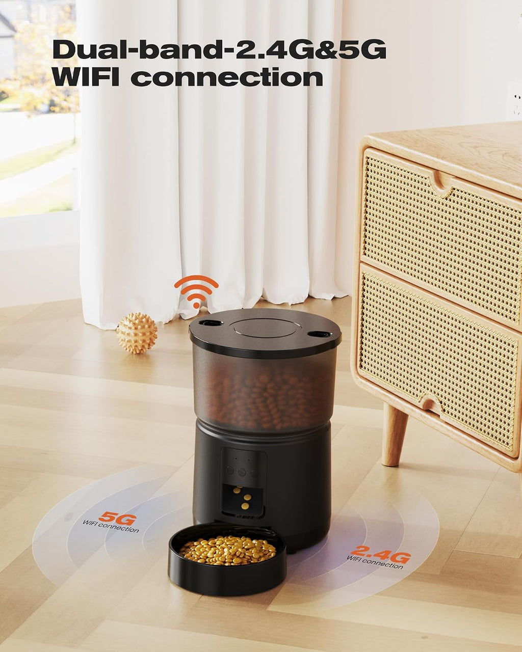 SOOFPET Futterautomat fuer Katzen und Hunde WLAN Schwarz automatisch