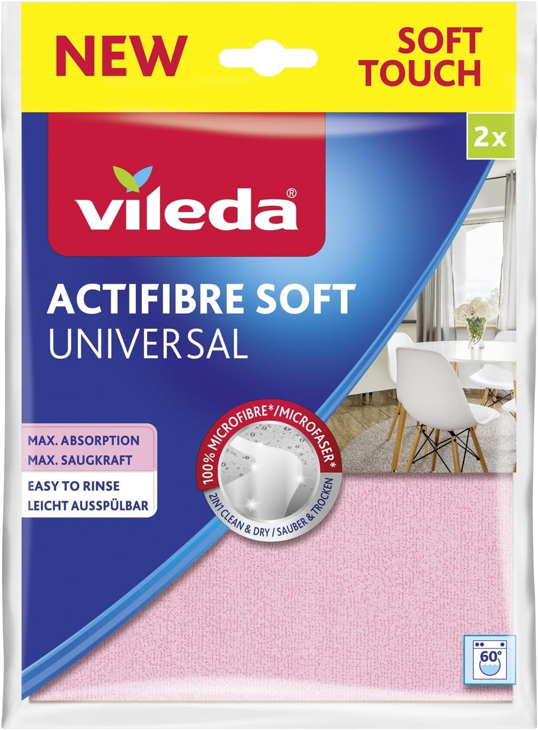 Vileda Actifibre Soft Mikrofasertuch 32cm Reinigung 2er Set
