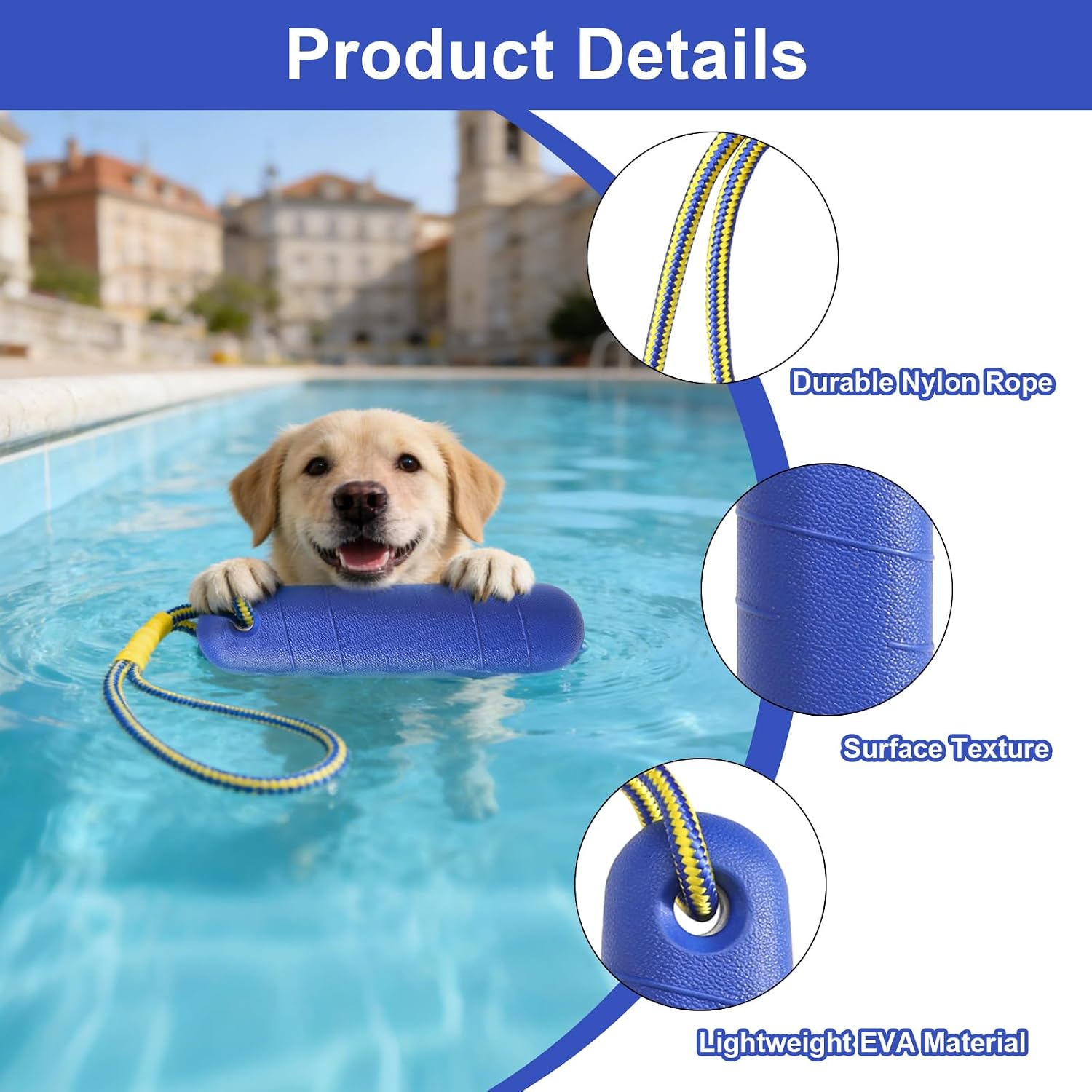 DUTIFUL Hundespielzeug Schwimmspielzeug mit Nylonseil fuer mittelgrosse und grosse