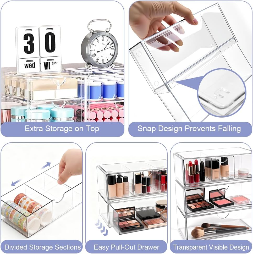 Acryl Schmink Organizer 3er Set stapelbar Kosmetik Aufbewahrung