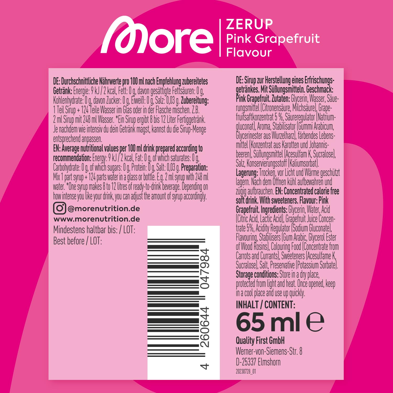 MORE Zerup Peach Iced Tea Sirup 4 x, zuckerfrei, vegan, verschiedene Sorte