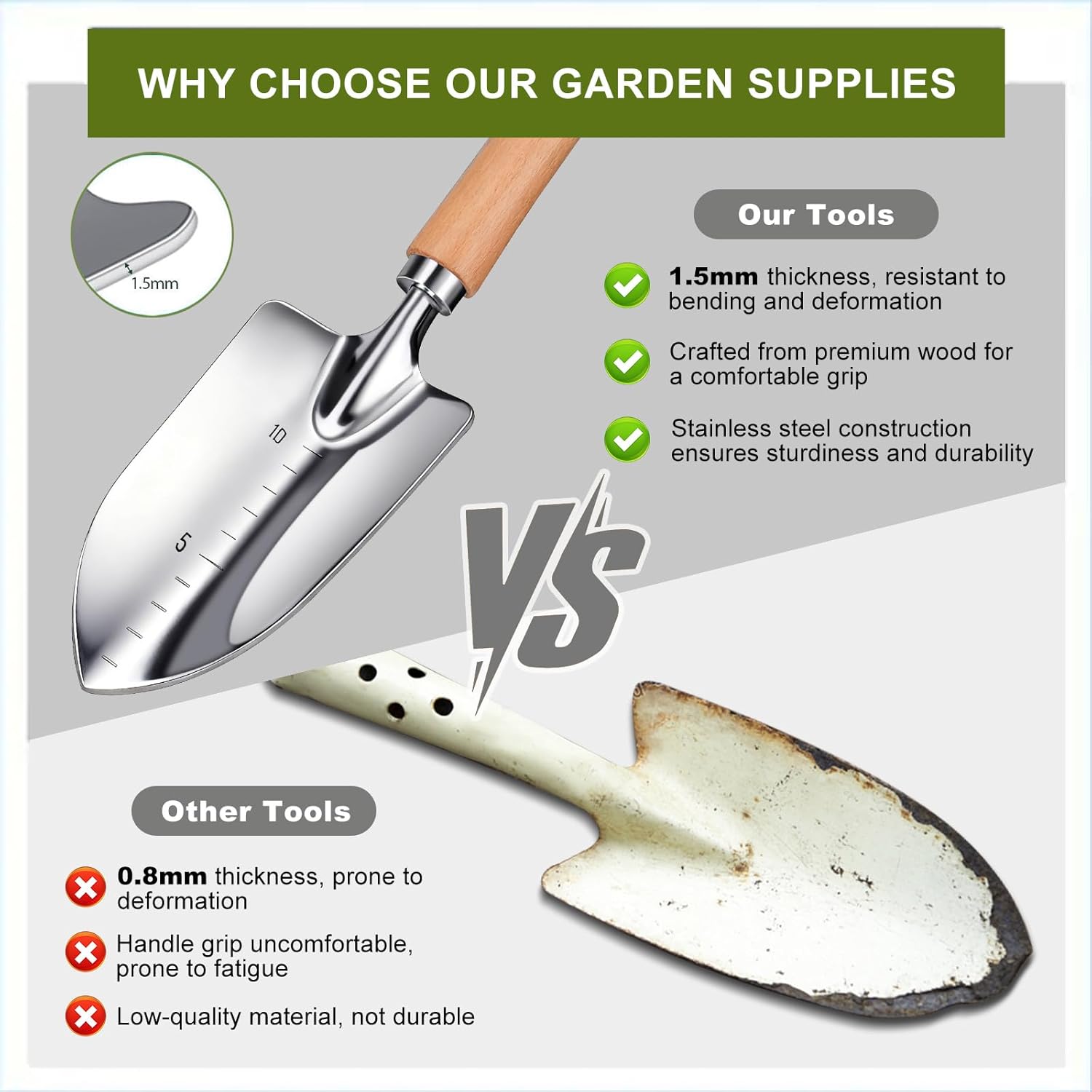Kynup 7-teiliges Gartenwerkzeug-Set mit Tasche, ergonomische Griffe
