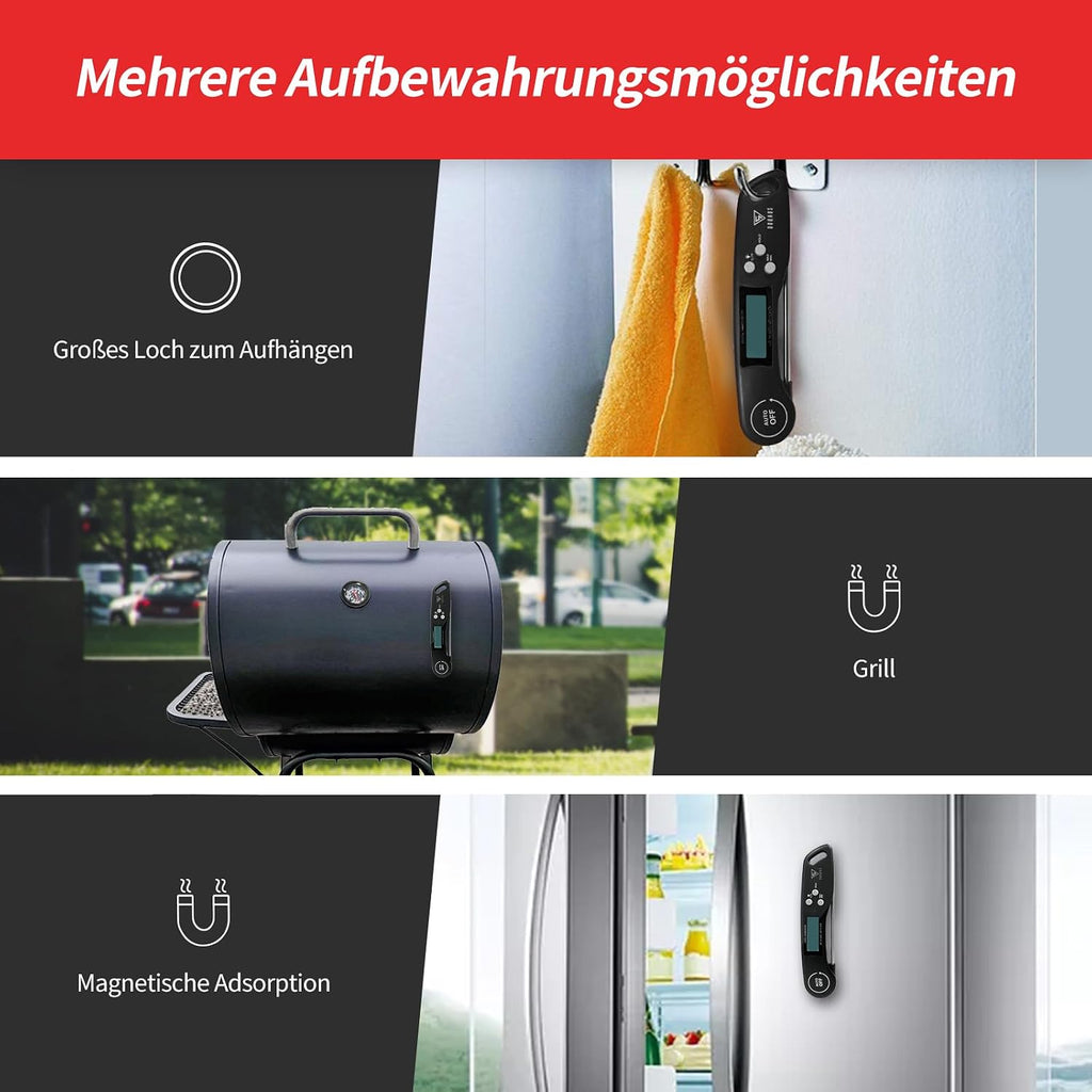 DOQAUS digitales Fleischthermometer mit langer Sonde LCD 3s Messung