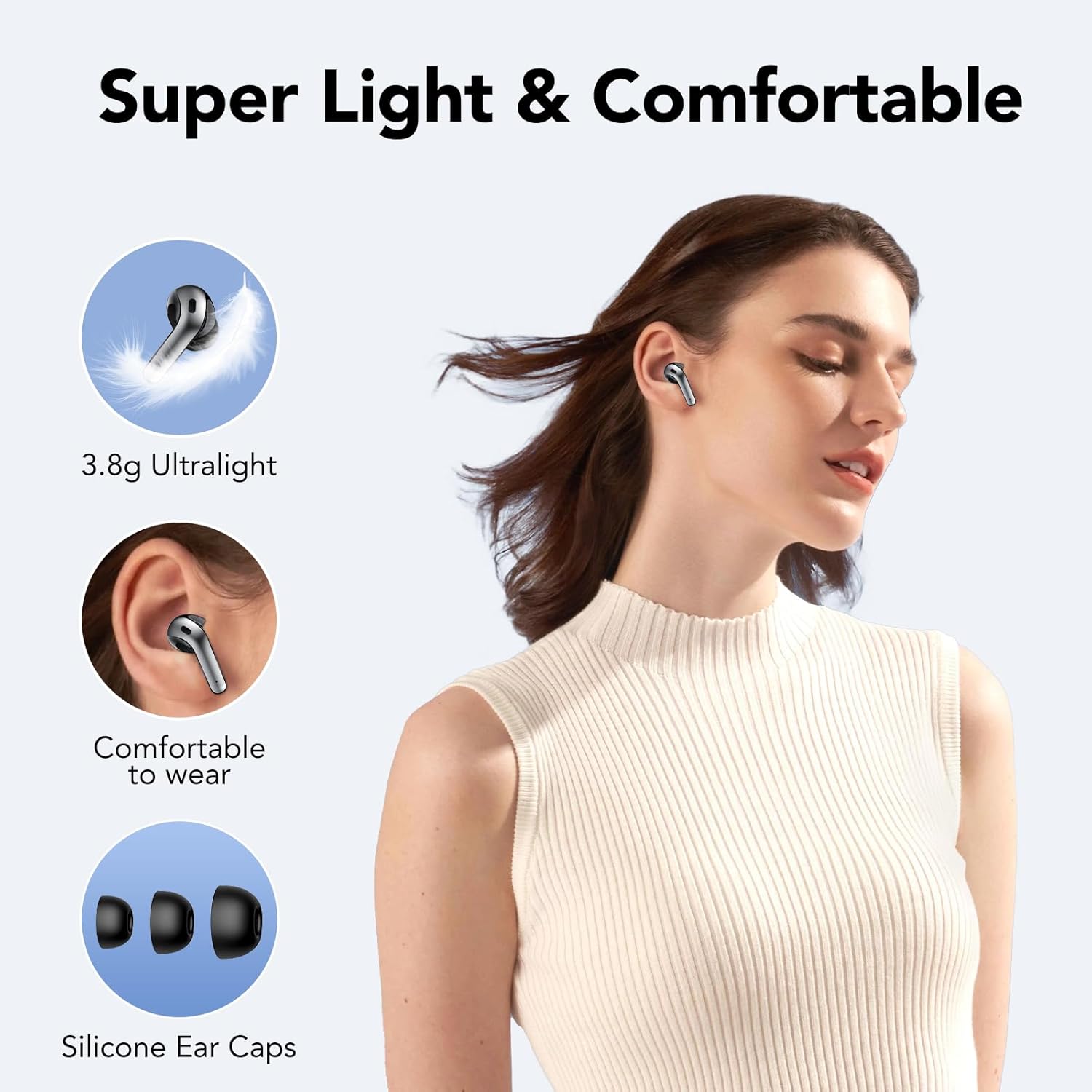 IKT Bluetooth In-Ear Kopfhoerer 5.3 kabellos ENC 50 h Akku IPX7 USB-C