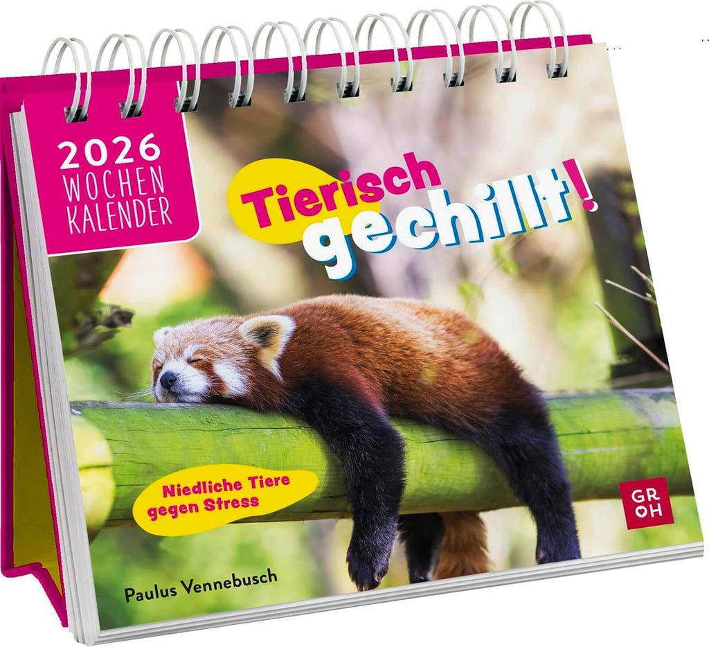 Mini Wochenkalender 2026 Tischkalender Tierisch Gechillt mit Tierfotos