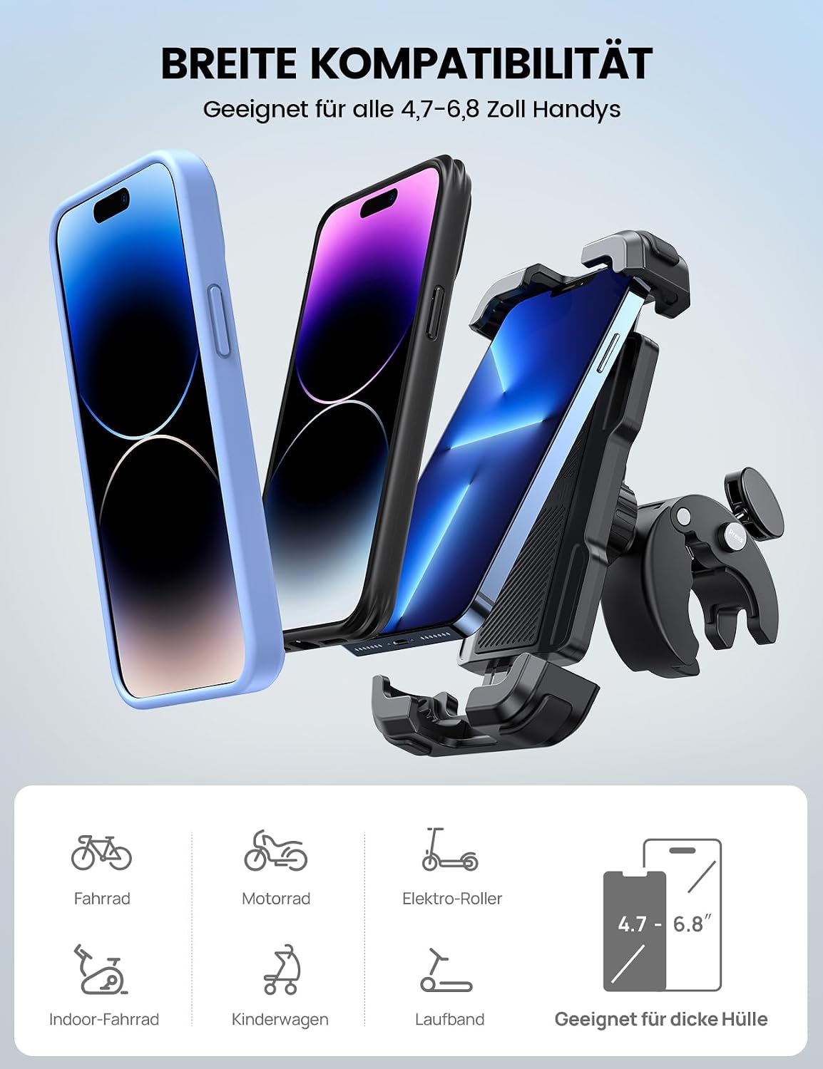 Universal 360° Lenkerhalterung Motorrad Fahrrad Smartphone Halter