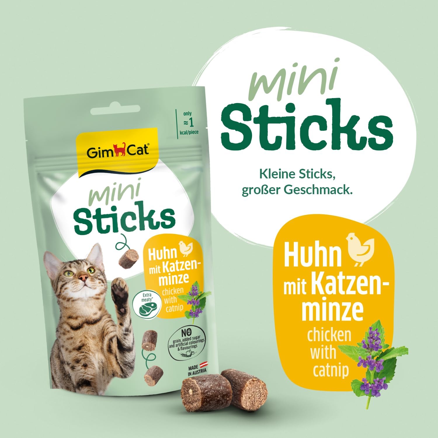 GimCat Mini Sticks Huhn mit Katzenminze Katzensnack