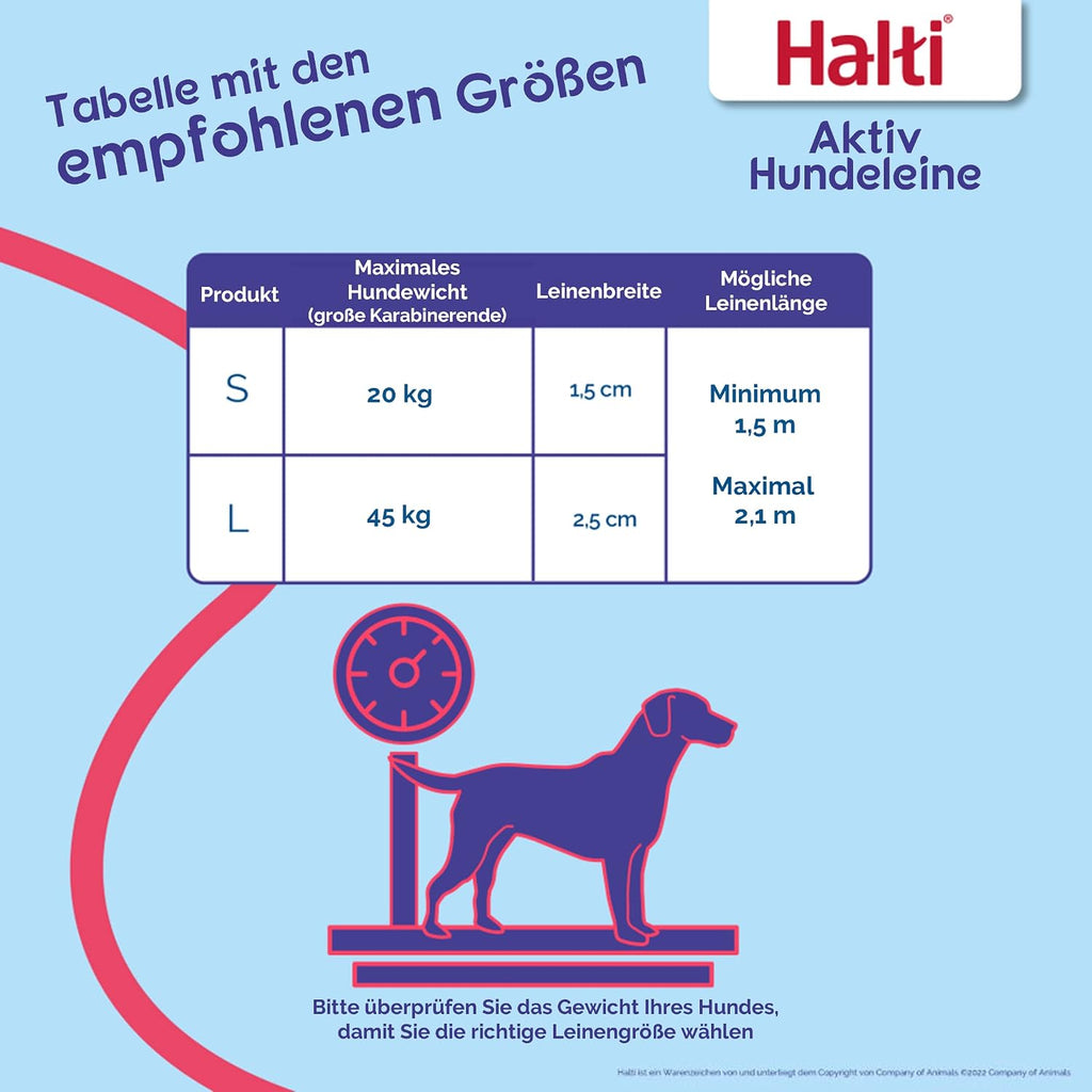 HALTI Hundeleine Groesse S-L Schwarz Neoprengriff reflektierend