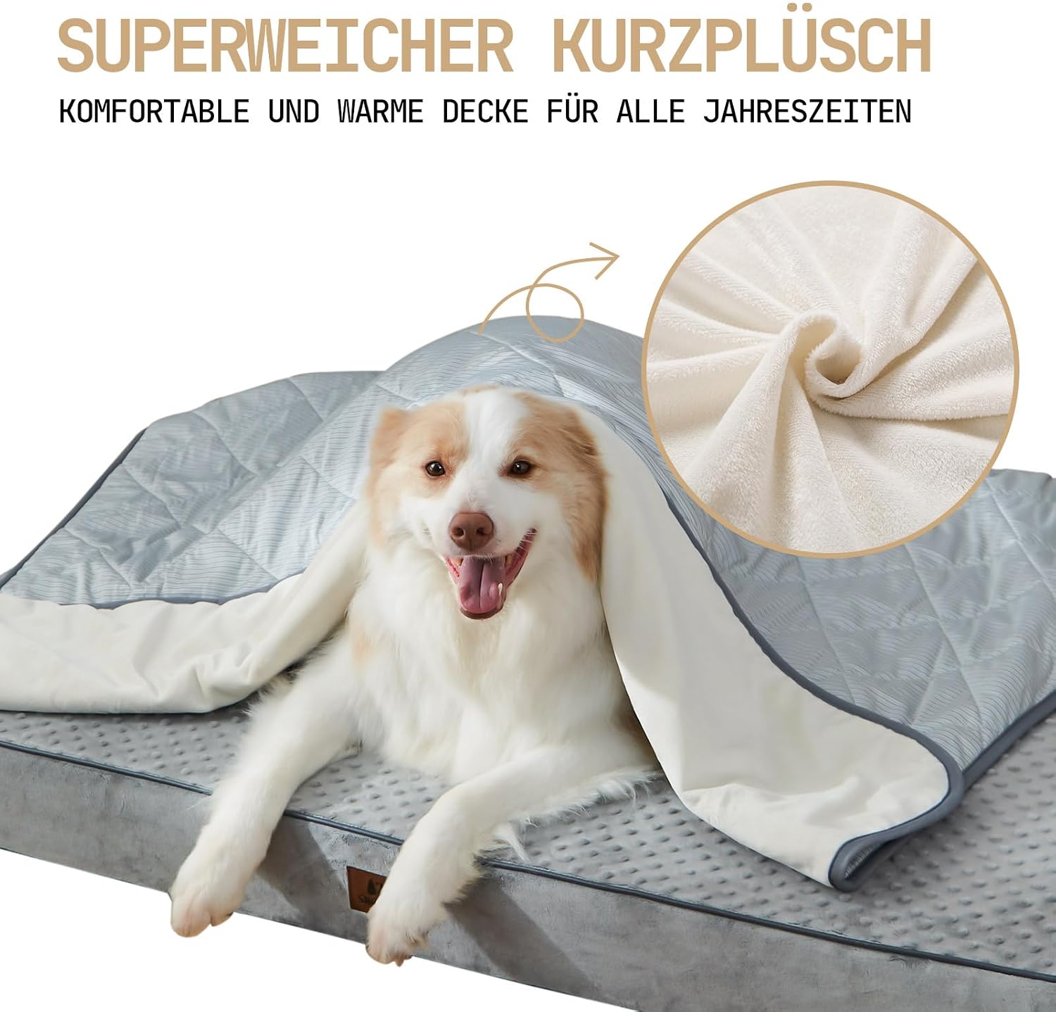 Kuehldecke fuer Hunde 60×47 cm wasserdicht doppelseitig kuehlend plueschig 47cm-127c