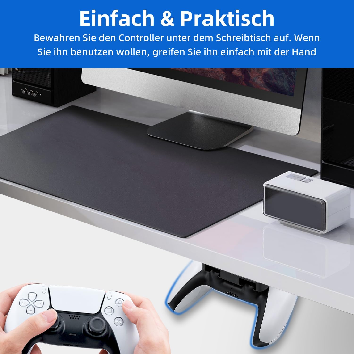 Controller Halter unter Tisch selbstklebend fuer PS5 PS4 Aufbewahrung