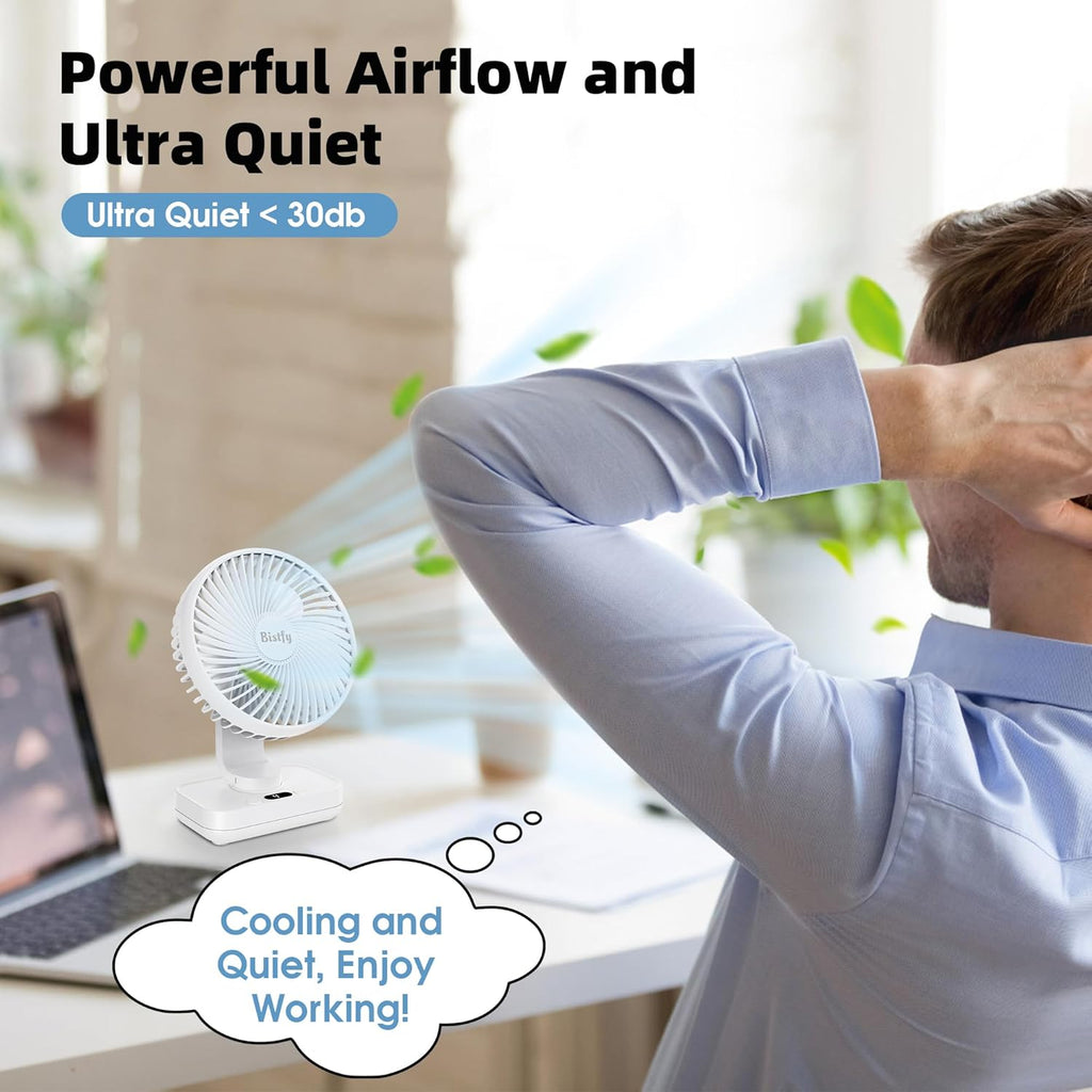 Tischventilator 5,5" Akku 4500 mAh oszillierend Leise 4 Geschwindigkeiten USB