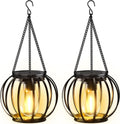 BUCASA Solar Haengelampen Aussen 2er Set LED IP65 Metall Garten Terrasse Balkon
