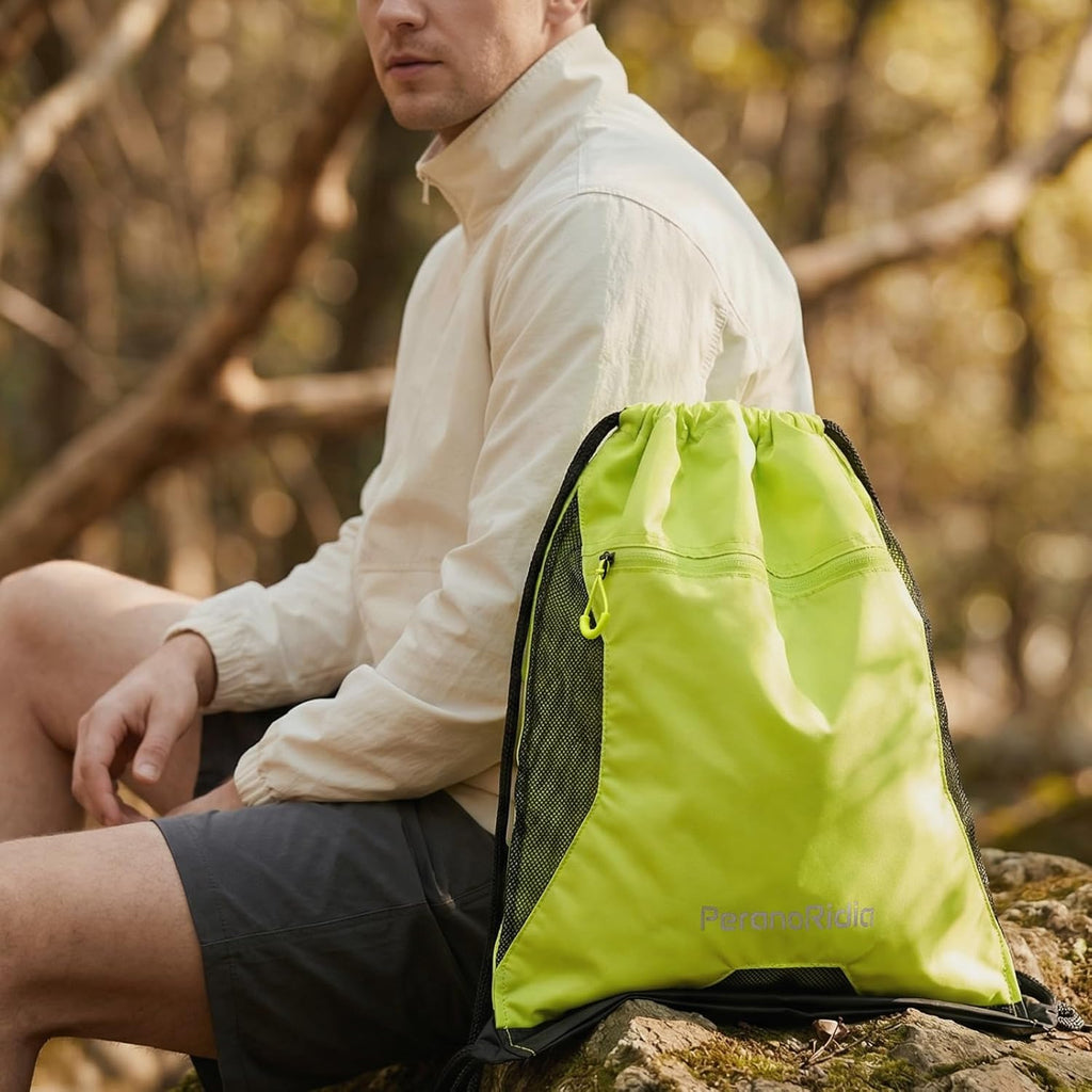 Sportbeutel Turnbeutel 36x45x7 cm Unisex Rucksackbeutel Schwarz/Grau/Gruen