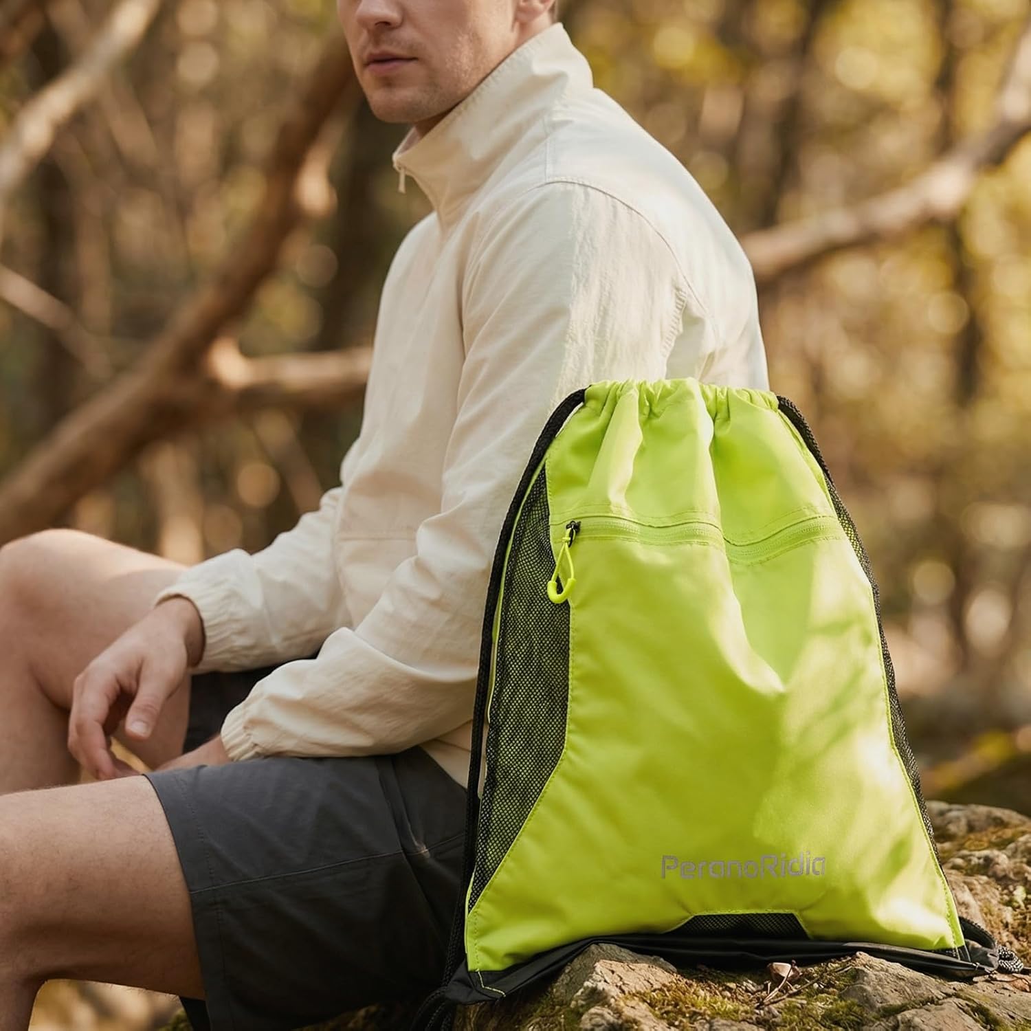 Sportbeutel Turnbeutel 36x45x7 cm Unisex Rucksackbeutel Schwarz/Grau/Gruen