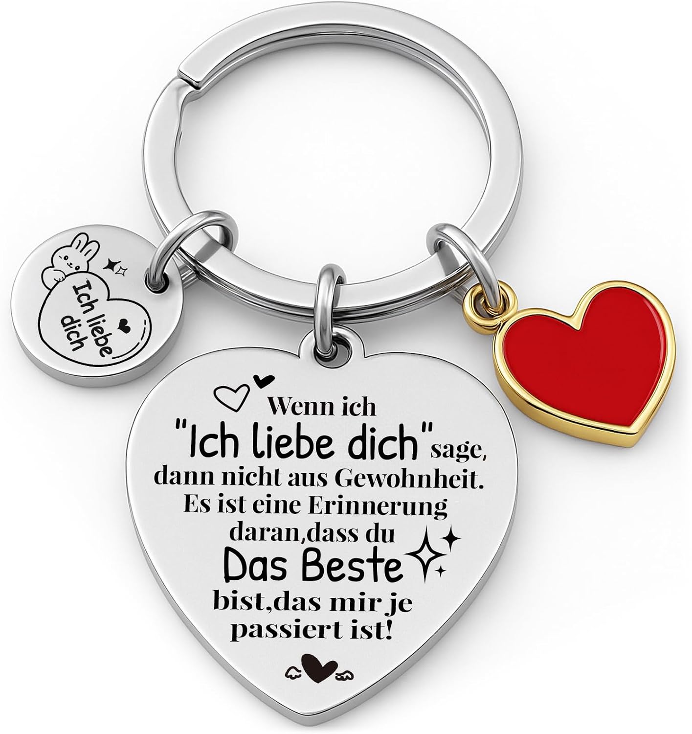 Schluesselanhaenger Jahrestag Geschenk „Ich liebe Dich“ fuer Sie & Ihn Valentinstag