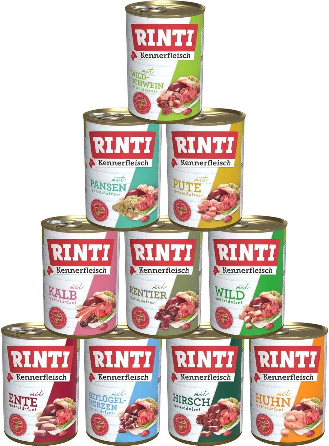 Rinti Kennerfleisch Mixpaket Hundenassfutter getreidefrei mit 70% Fleisch