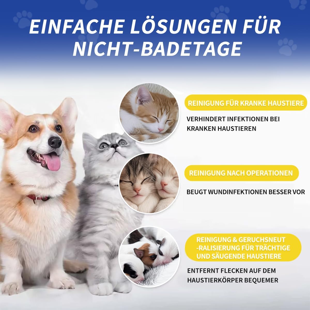 Petclear Fellpflegetuecher Handschuh 10er Pack fuer Hunde und Katzen hypoallergen