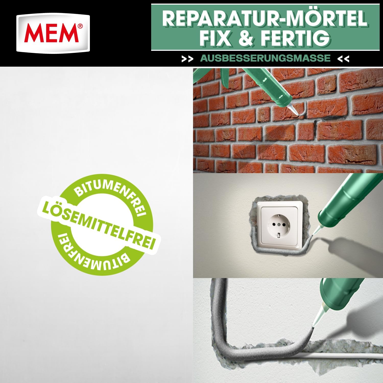MEM Reparaturmoertel Zementgrau fuer Innen und Aussen