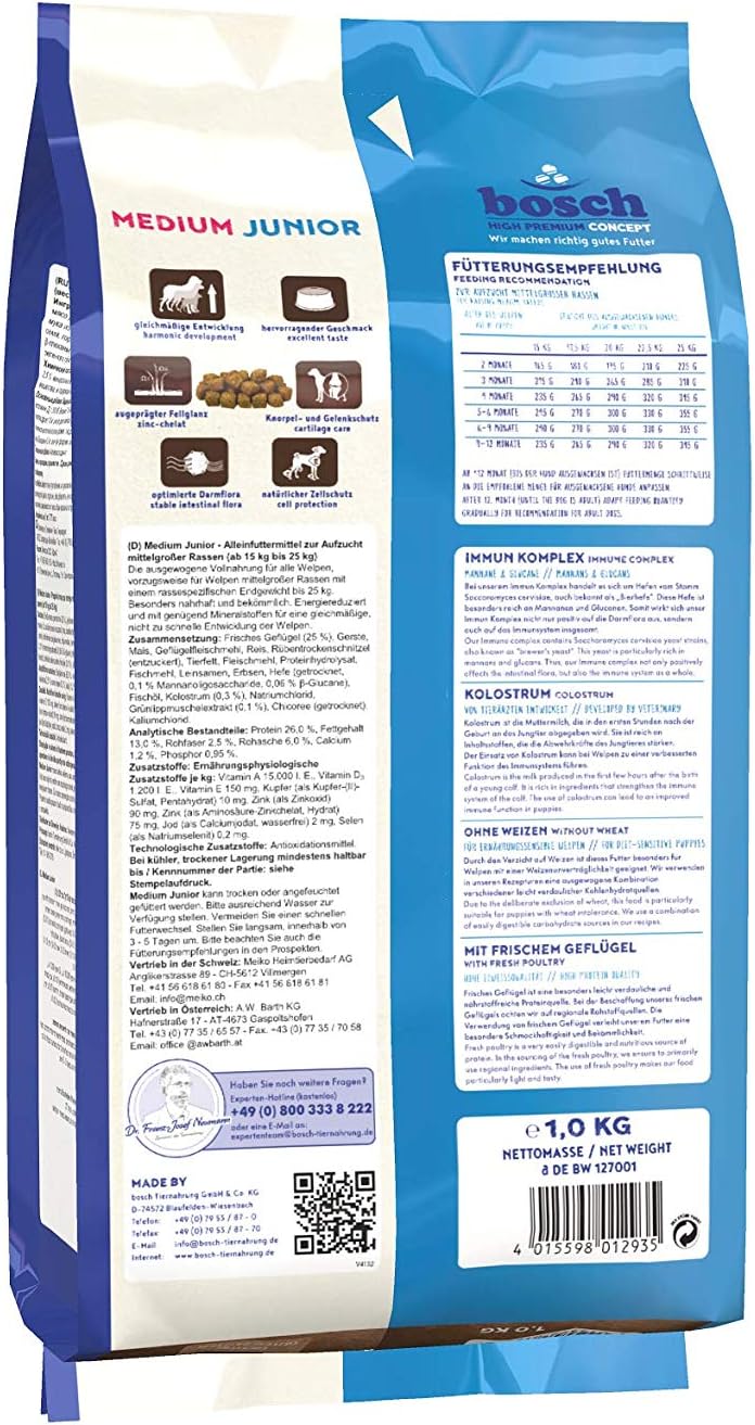 Hundetrockenfutter bosch HPC Medium Junior zur Aufzucht mittelgrosser R