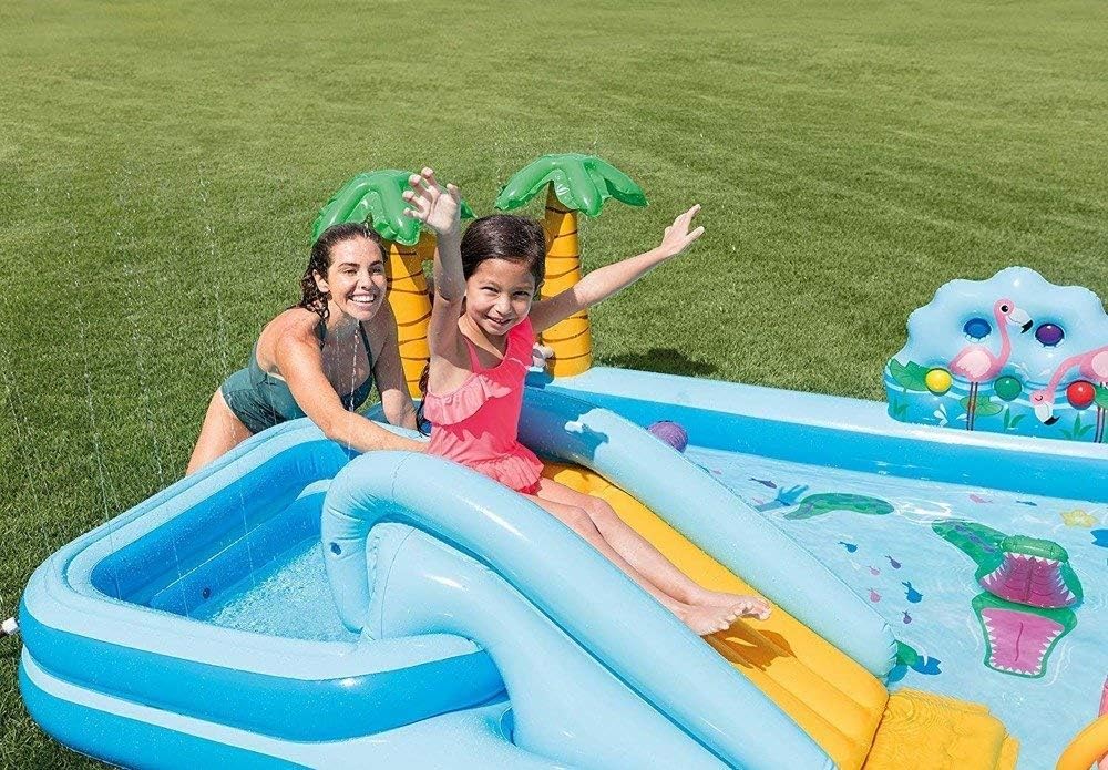 Intex Jungle Adventure Aufblasbares Kinderpool 244×198×71 cm mit Rutsche