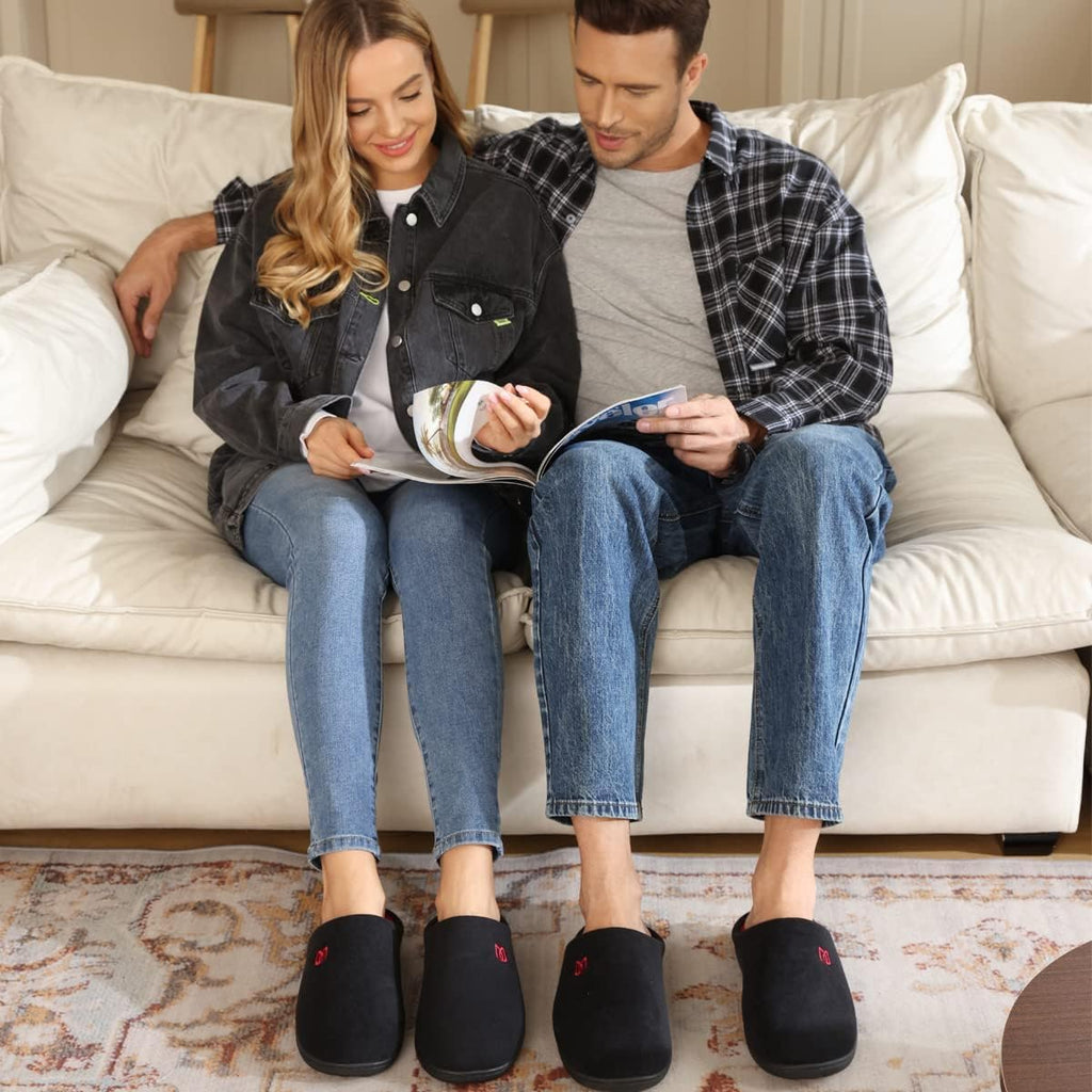 Watelves Hausschuhe mit Memory-Schaum Damen Herren Baumwolle warm