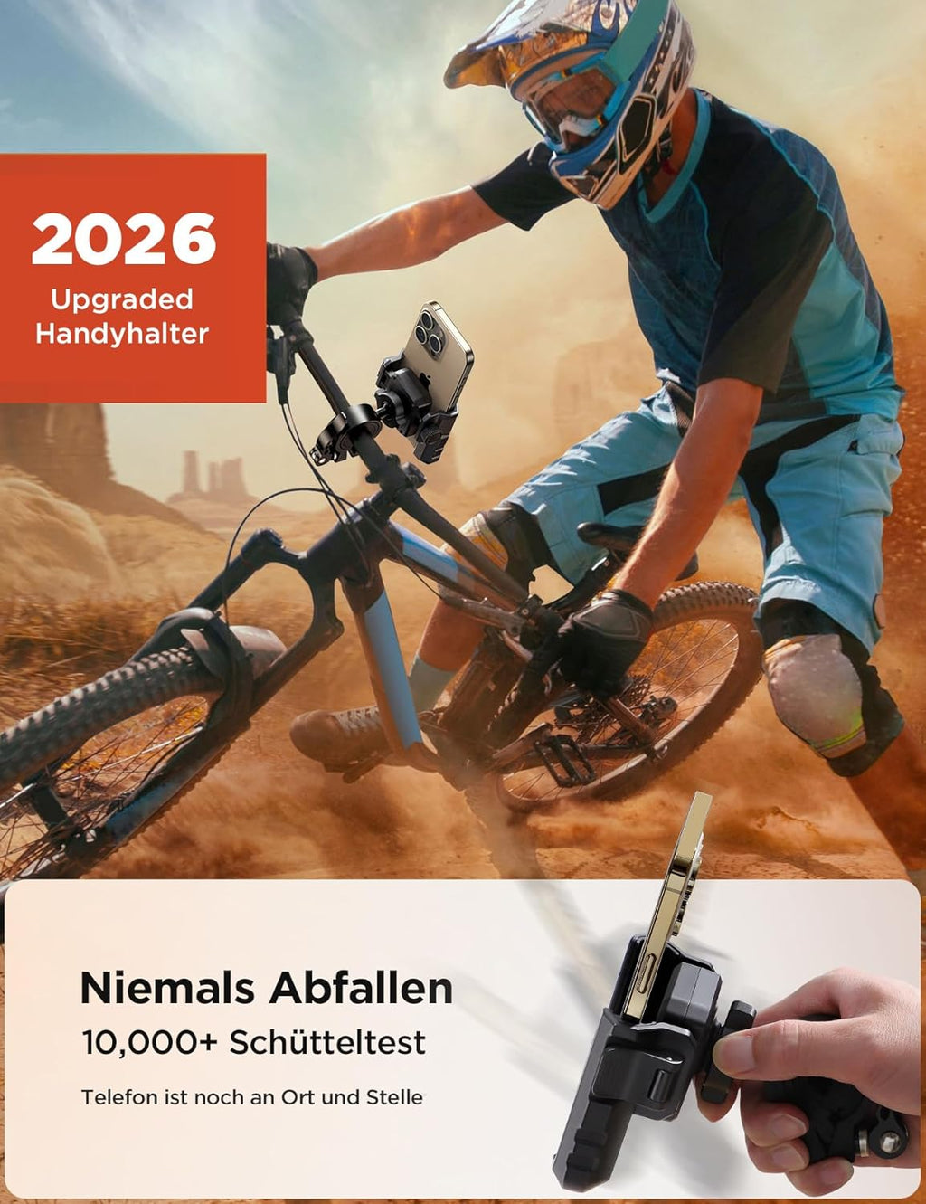 Fahrrad Handyhalterung mit Vibrationsdaempfer Schnellspanner universal
