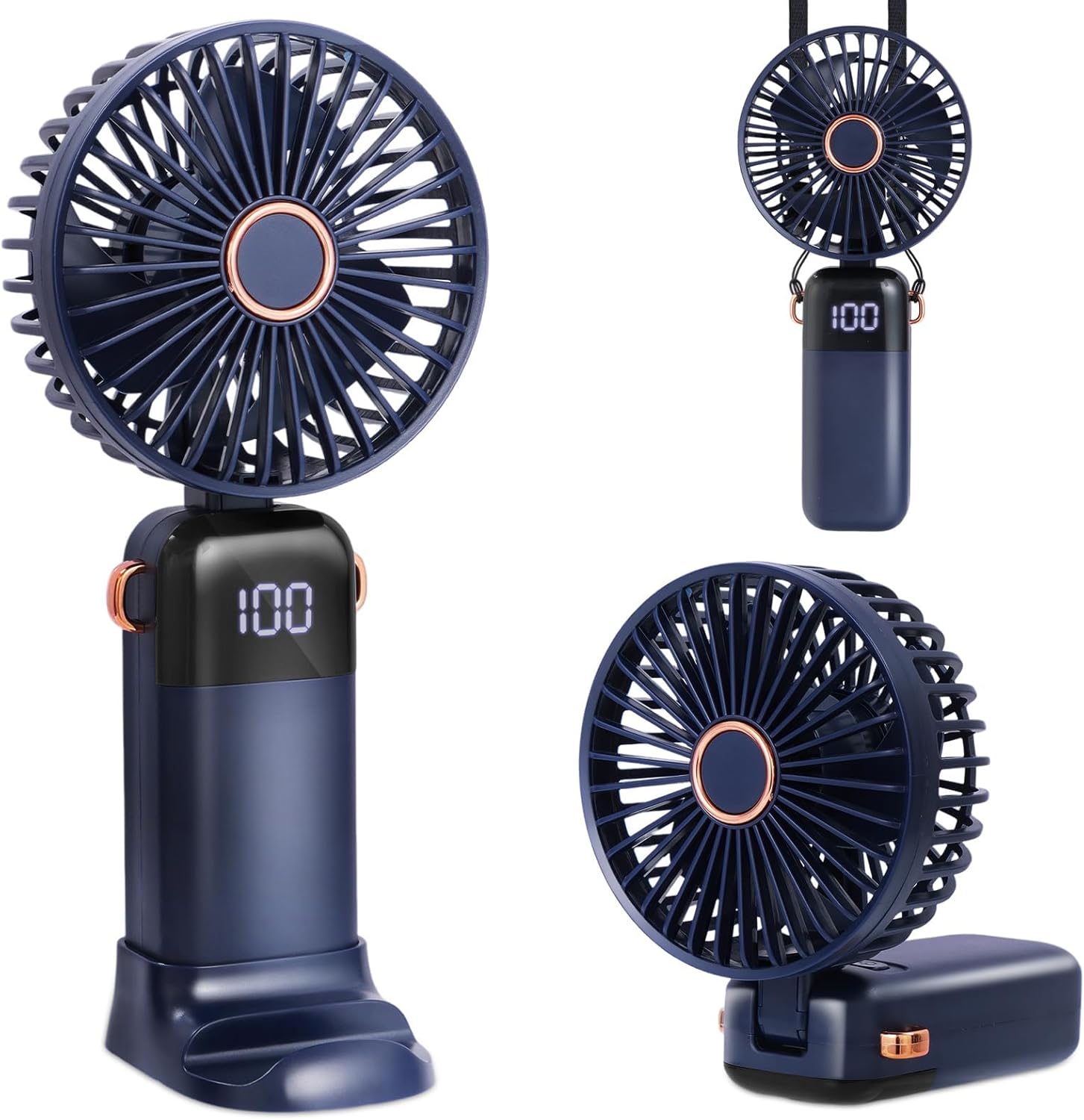 CNMTCCO Handventilator USB wiederaufladbar faltbar 5 Stufen mit Sockel Band