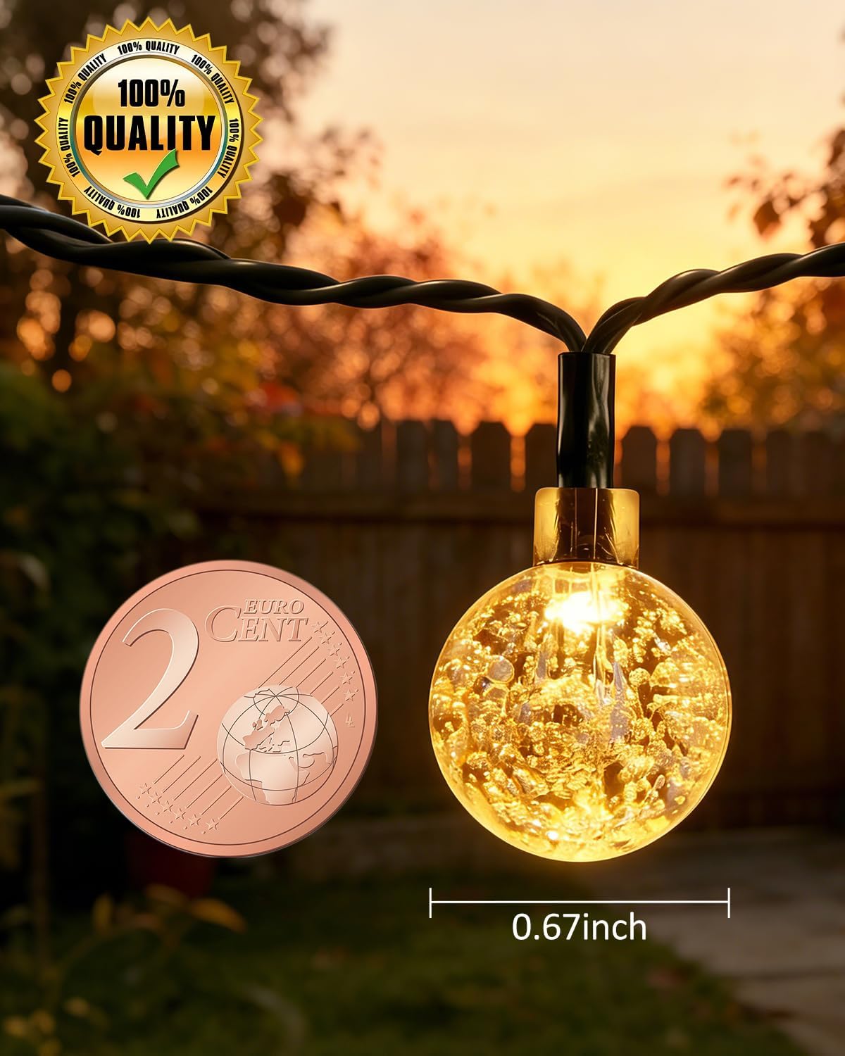 Suright Solar Lichterkette Aussen 8M 30 LED IP65 8 Modi Garten Balkon 8m-14m