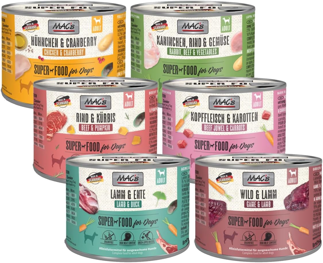Mac's Dog Nassfutter Insekten 6x180g getreidefrei 35% Insektenprotein verschiede