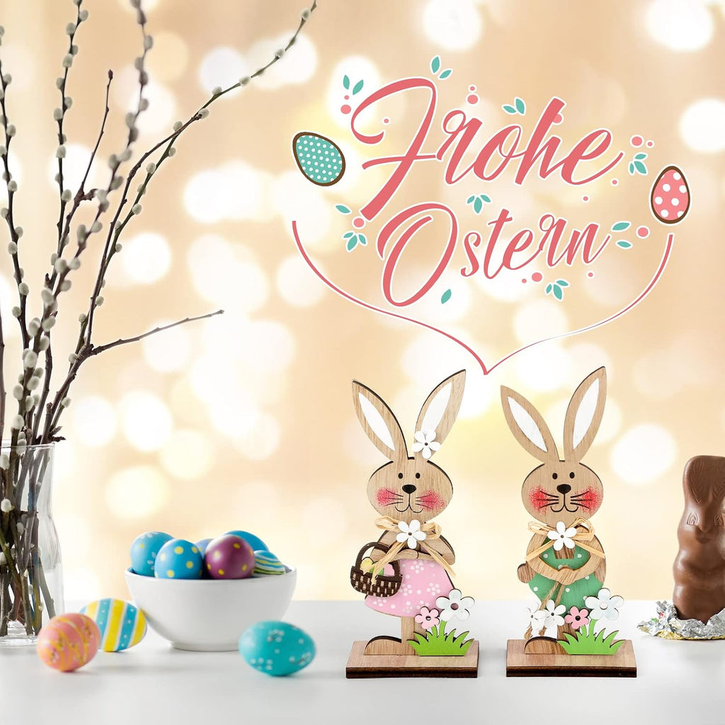 Holz Osterhase Deko Aufsteller 2er Set Osterdeko Hase Figur
