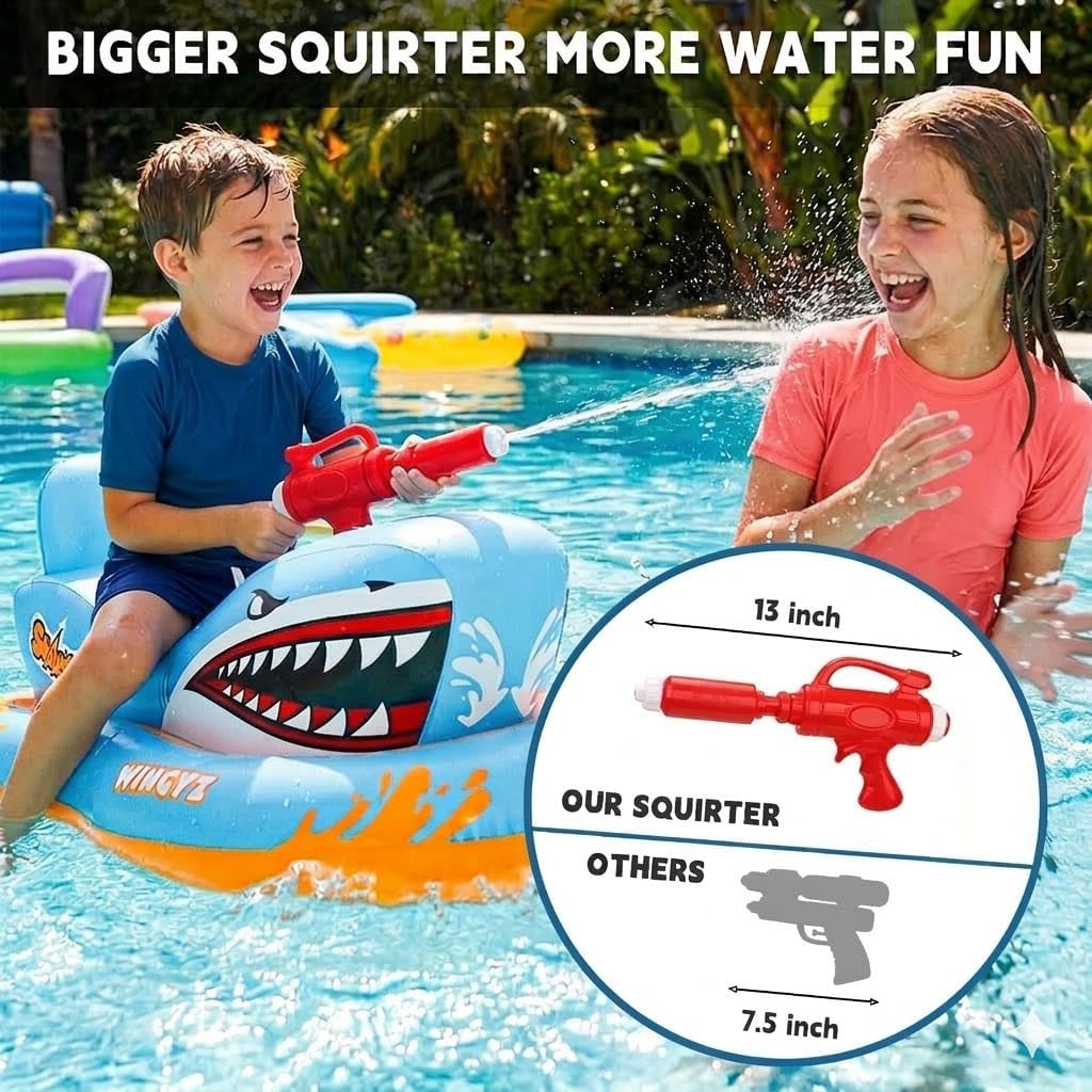 Wingyz Haifisch Luftmatratze Kinder mit Wasserpistole Schwimmtier Pool Boot Gart