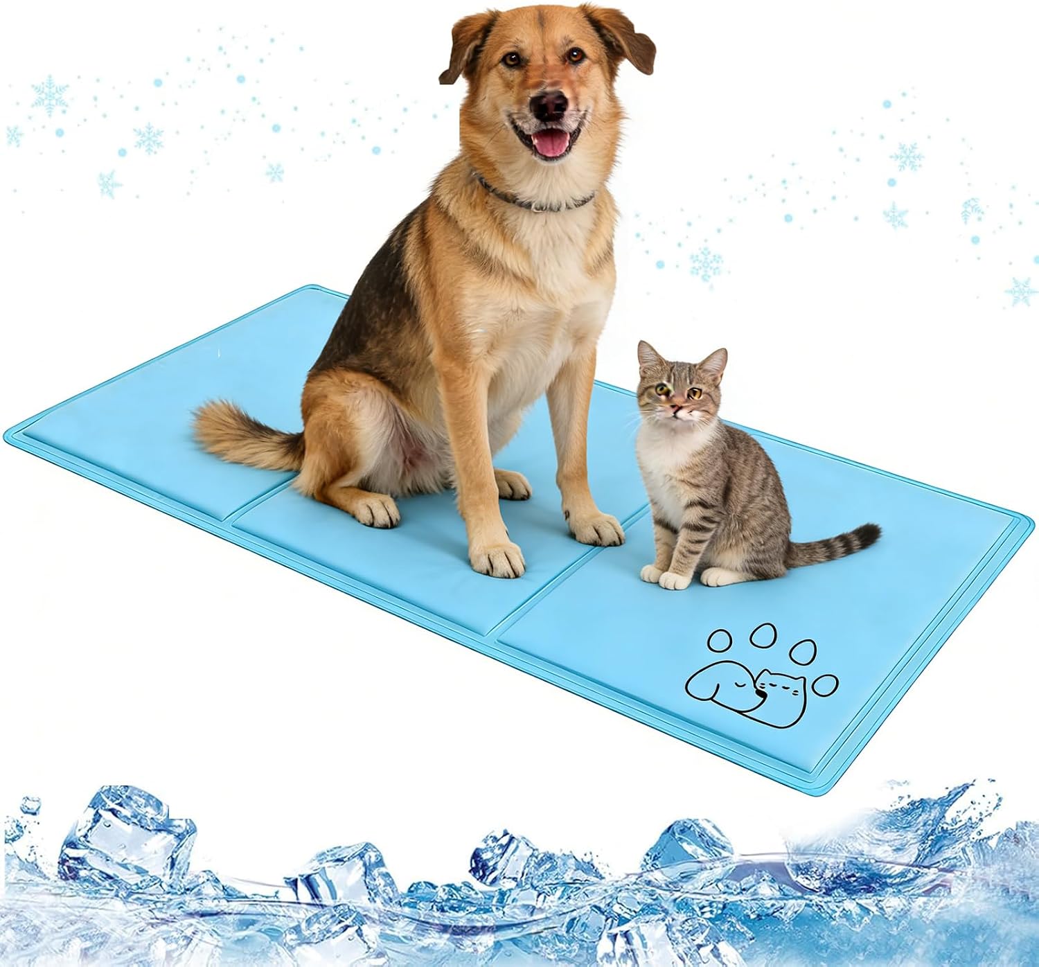 Kuehlmatte Hund Katze 90x50 cm selbstkuehlend waschbar faltbar kratzfest