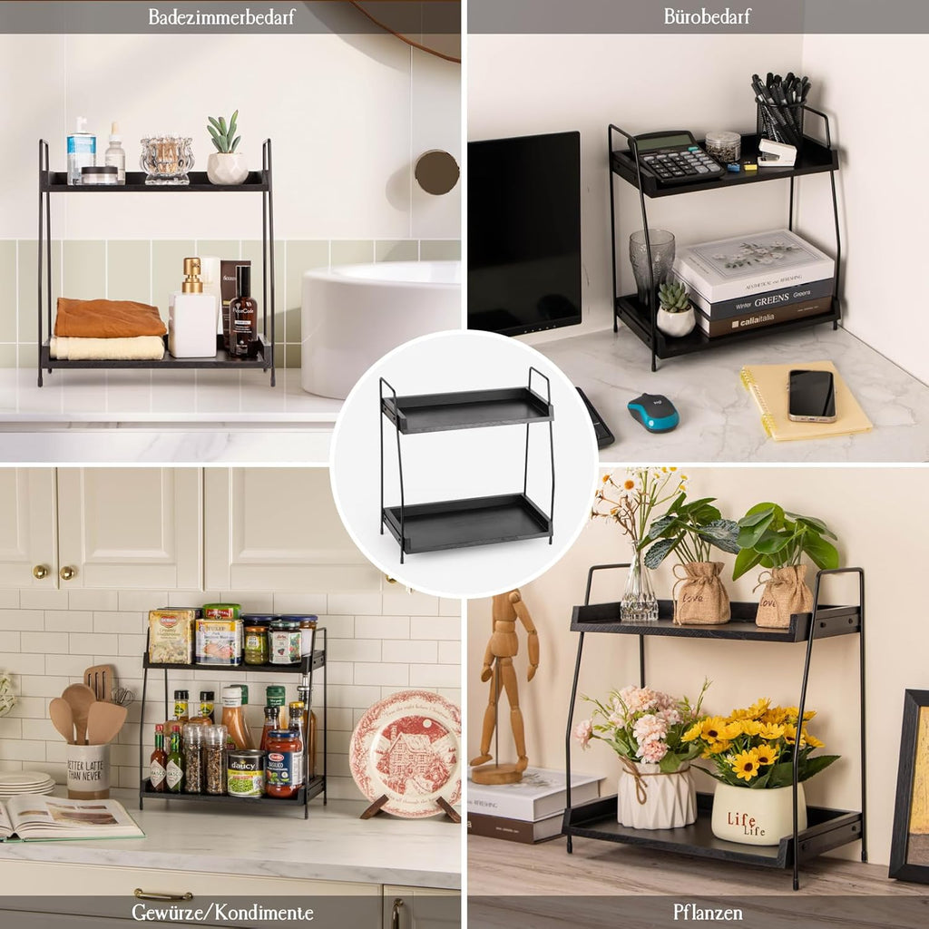Kaffee Organizer Holz 2 Etagen Kaffeebar Kuechenregal Aufbewahrung