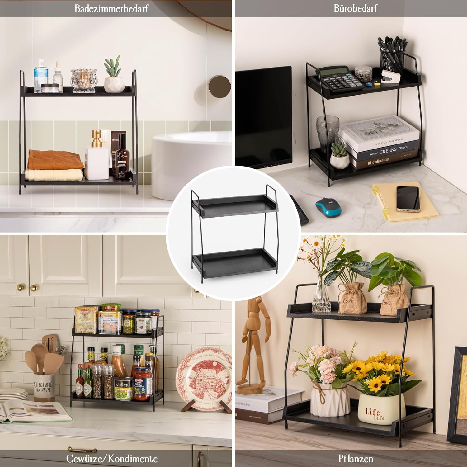 Kaffee Organizer Holz 2 Etagen Kaffeebar Kuechenregal Aufbewahrung
