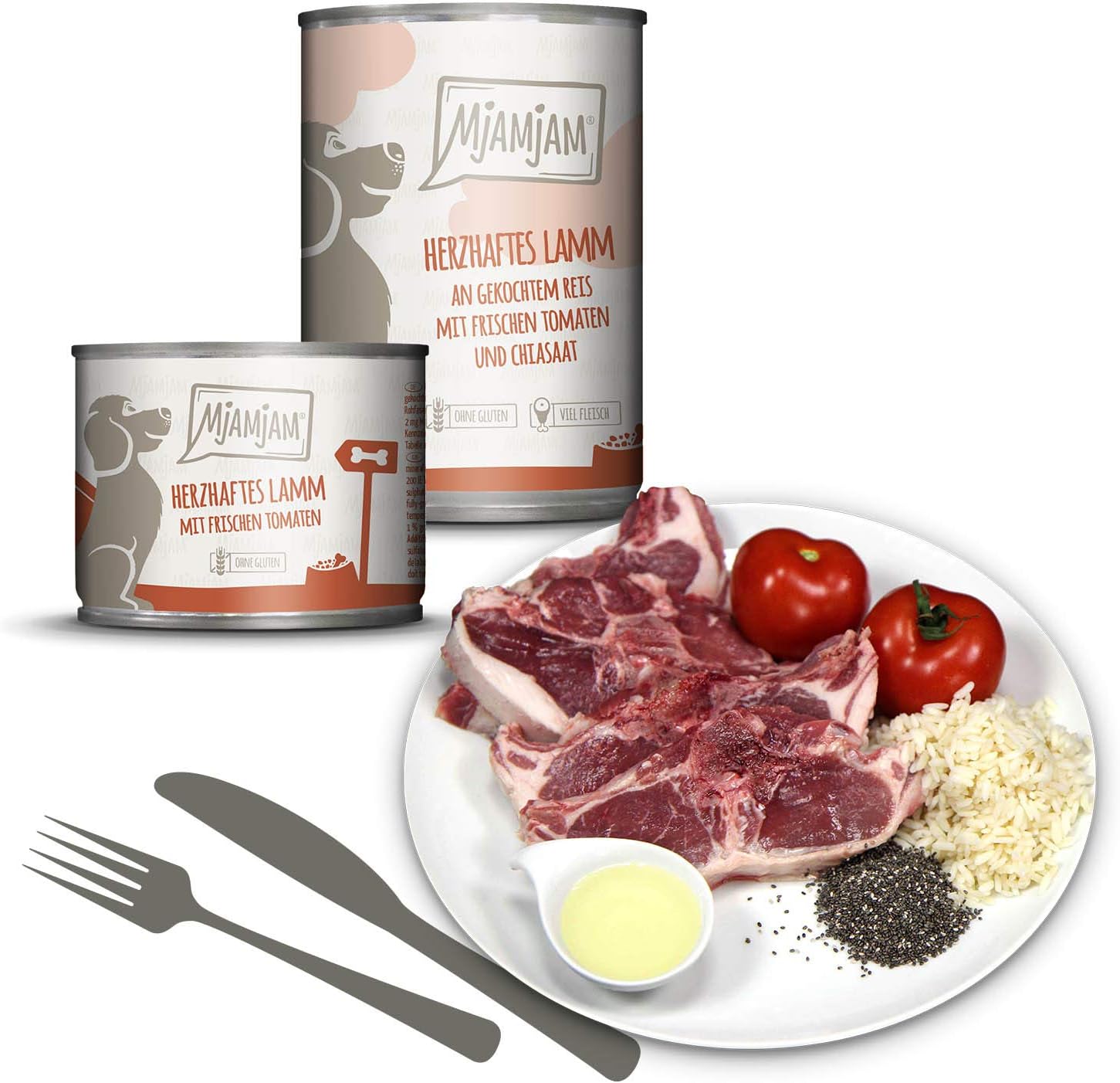 Hundefutter Nassfutter Mixpaket 6x400g Huhn Ente Rind Pute Kalb Lamm