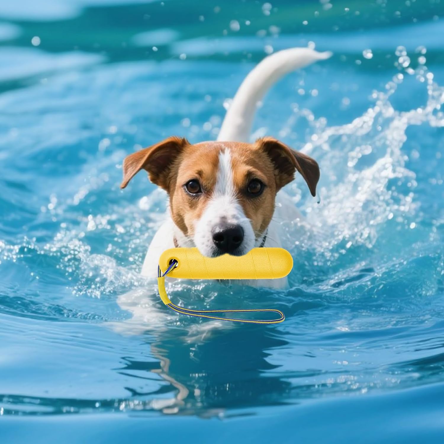 Hundespielzeug 22 cm schwimmend mit Nylonseil fuer mittelgrosse und grosse Hunde