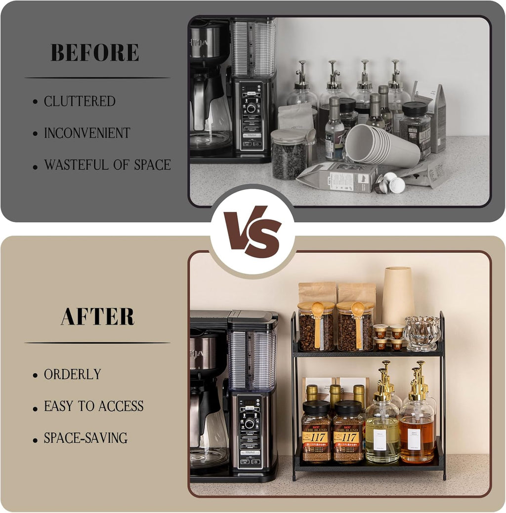Kaffee Organizer Holz 2 Etagen Kaffeebar Kuechenregal Aufbewahrung