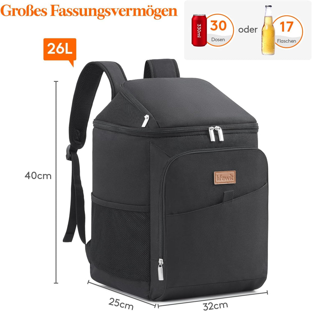 Lifewit Kuehltasche / 34 Dosen, isoliert, auslaufsicher, grau
