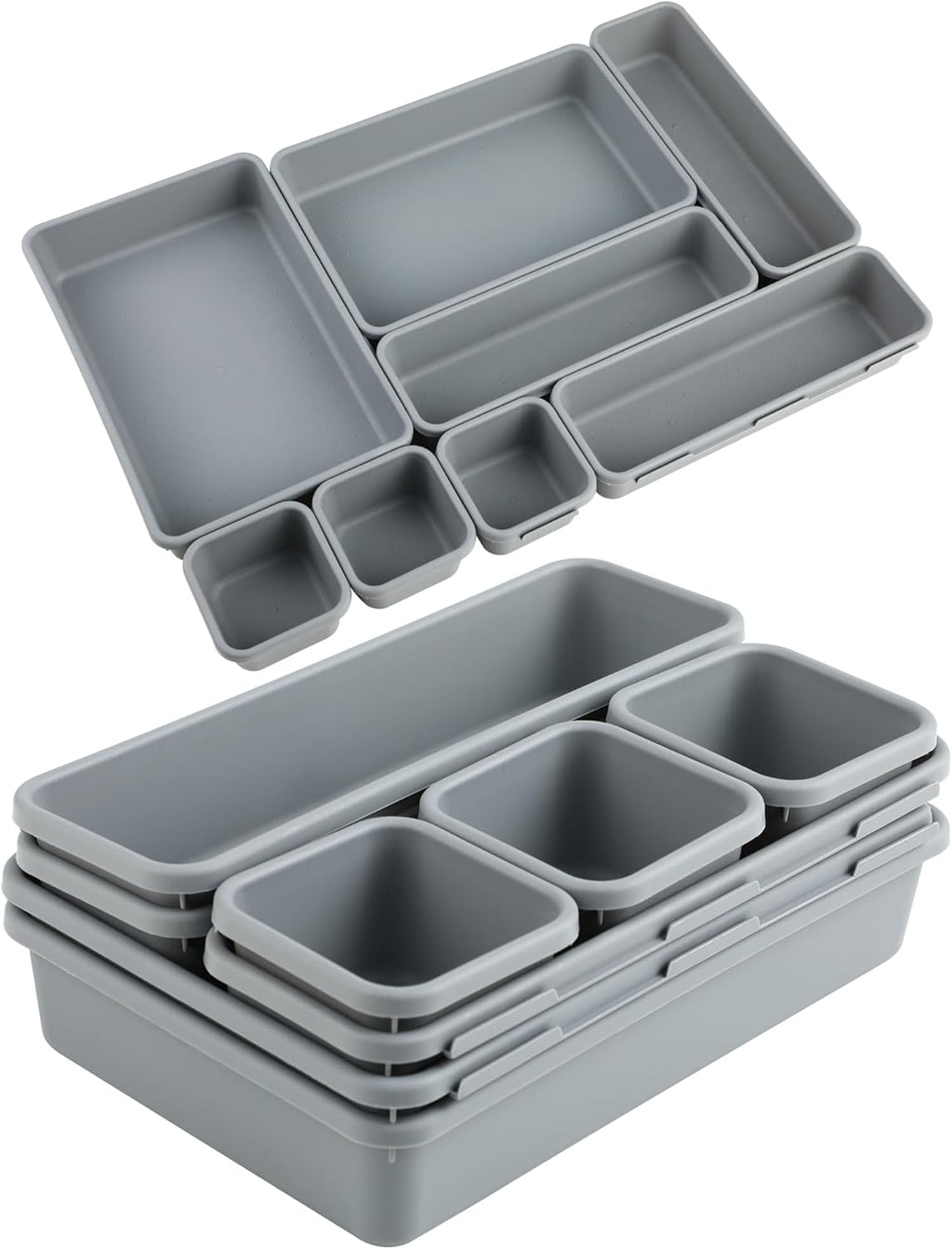 Schubladen Organizer 8er Set Kunststoff fuer Kueche Bad Buero Schreibtisch