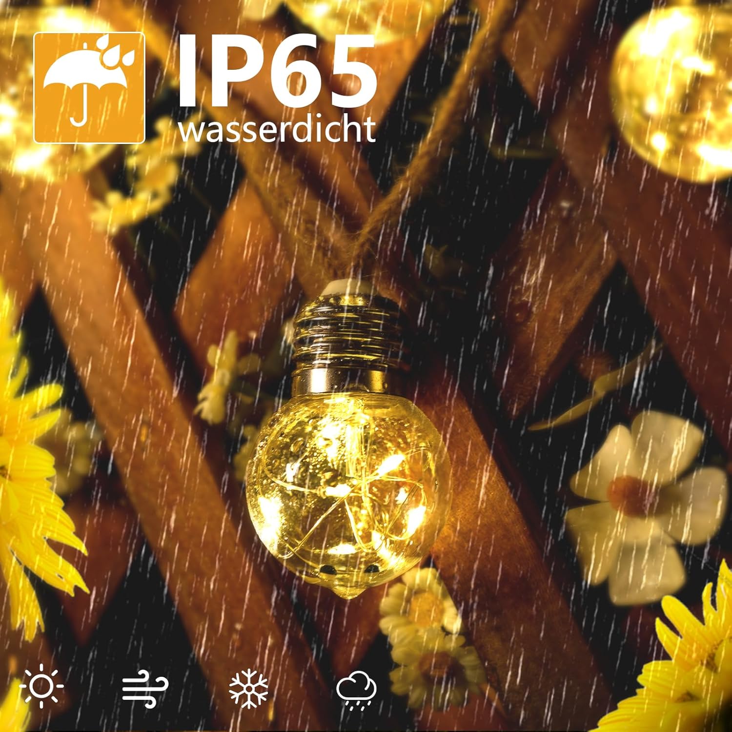 Goffii Solar Lichterkette Aussen 20 LED 12,5 m warmweiss 8 Modi Timer