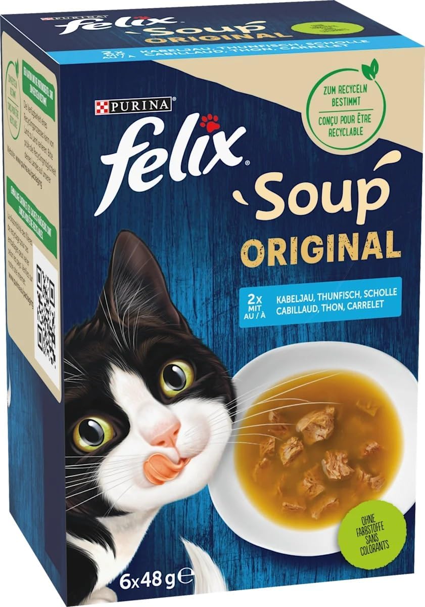 Felix Katzennassfutter Soup verschiedene Sorten mit Kabeljau Thunfisch Scholle 8
