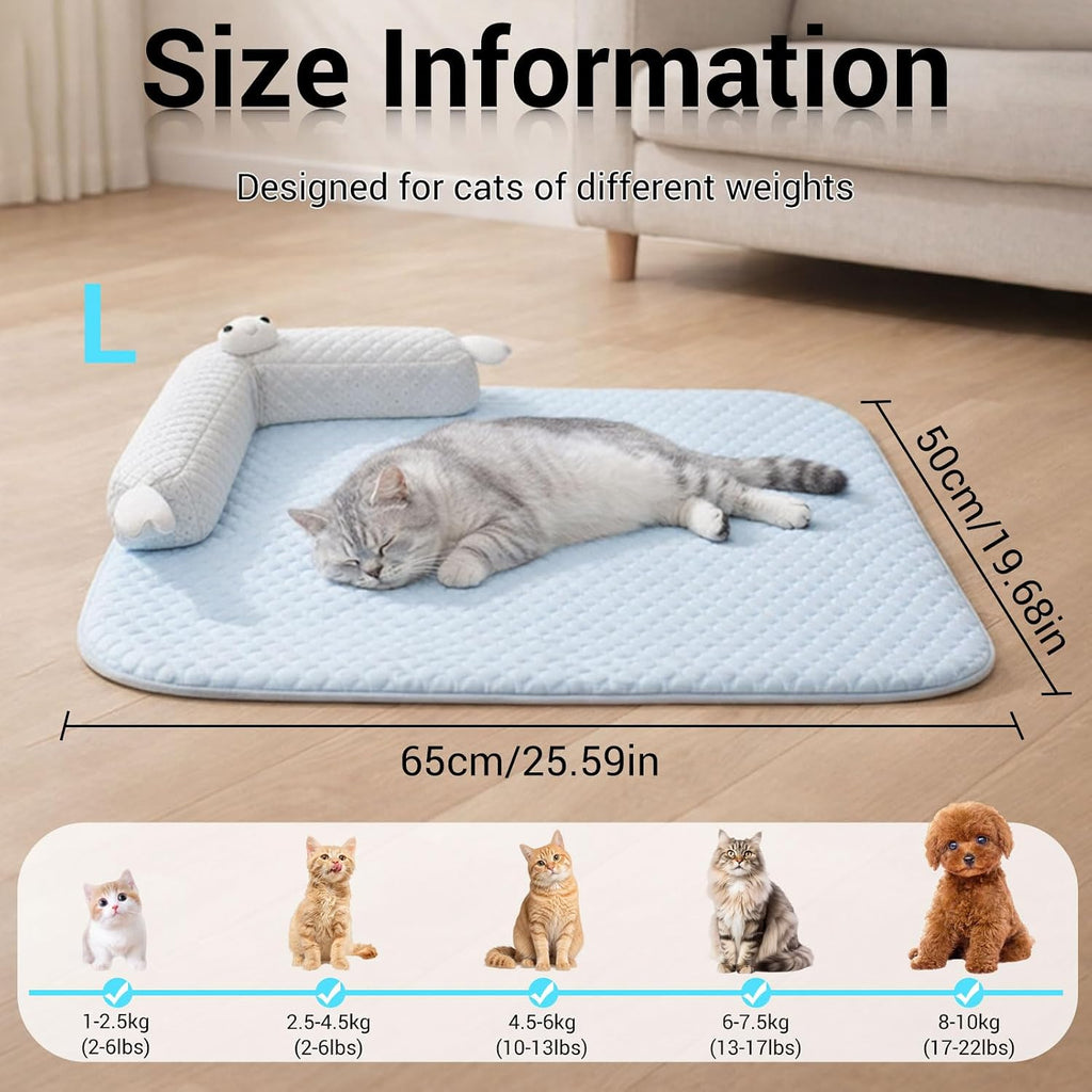 Katzen Kuehlmatte 45×35 cm L‑foermig waschbar Katzenbett Haustierkissen 35cm-60cm
