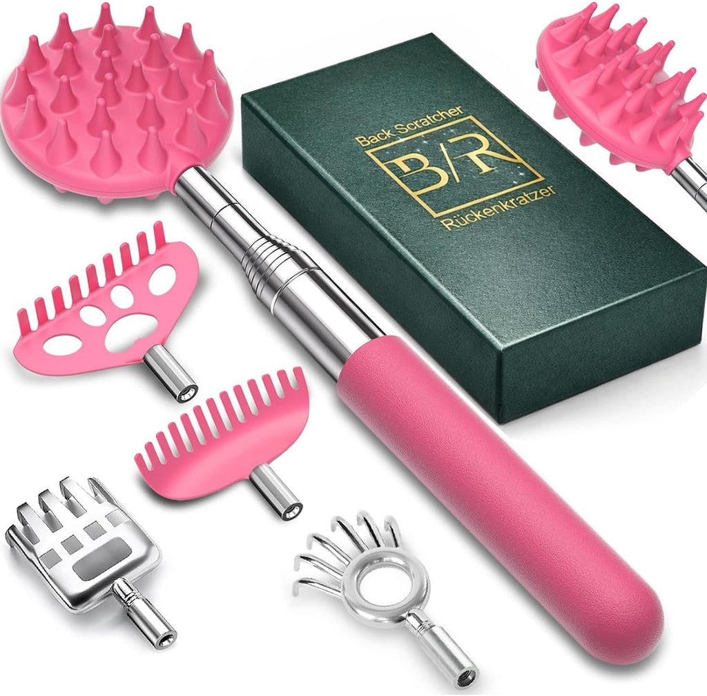Rueckenkratzer ausziehbar 5 Koepfe Edelstahl - verstellbar, Geschenkidee