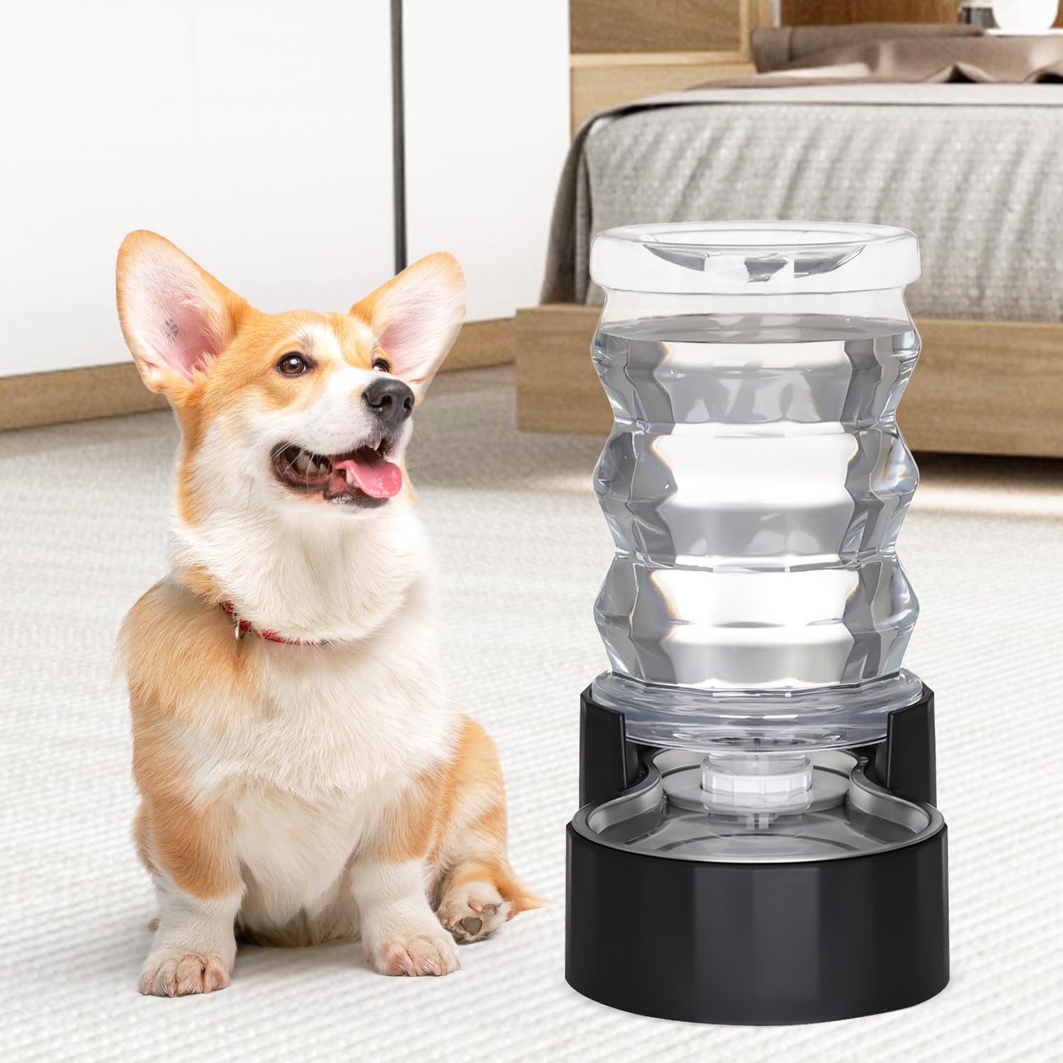 Sfozstra Automatischer Wasserspender Hund Edelstahl Schwarz Aktivkohle