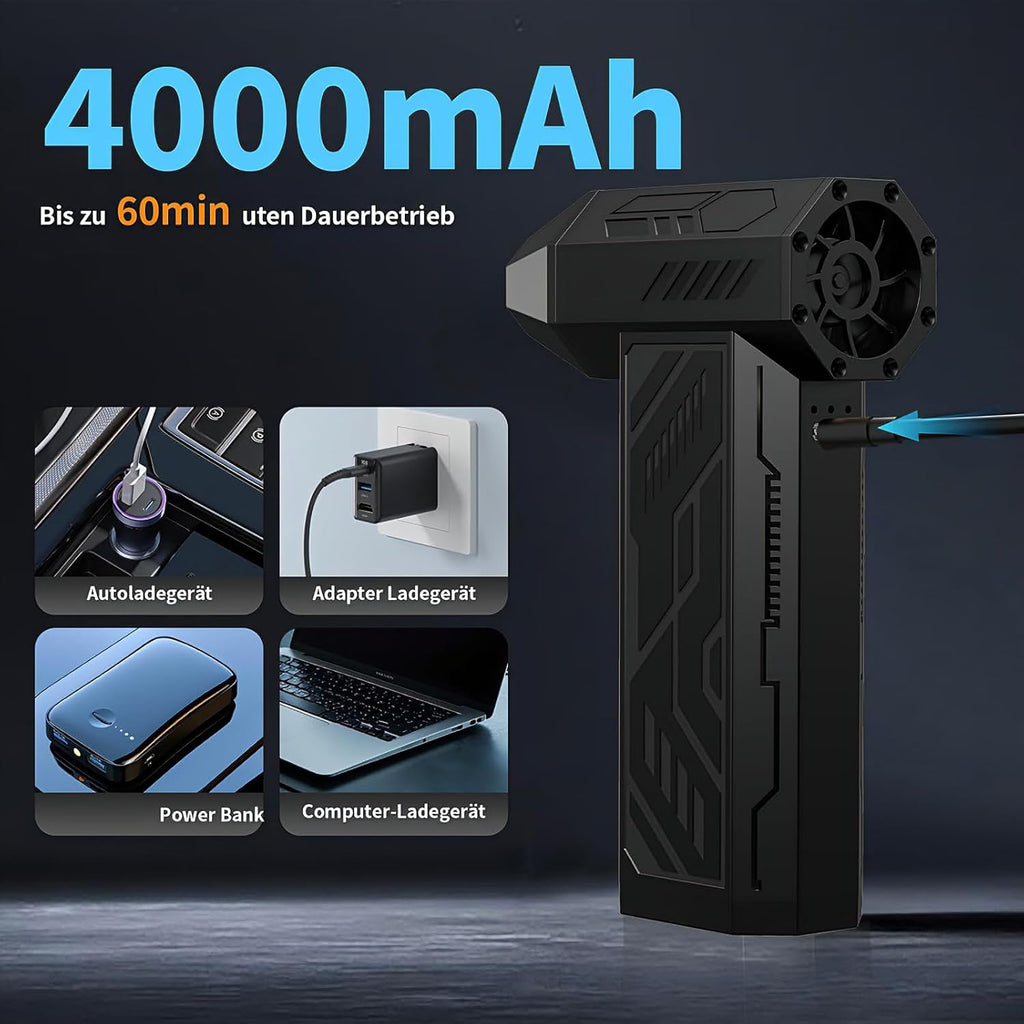 Kabelloses Geblaese 4‑Stufen 130000 U/min fuer PC Laptop Auto klein leicht